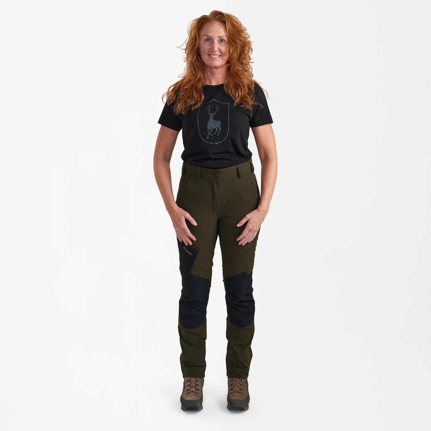 Lady Northward Byxor - Bark Green/Black - modell framifrån