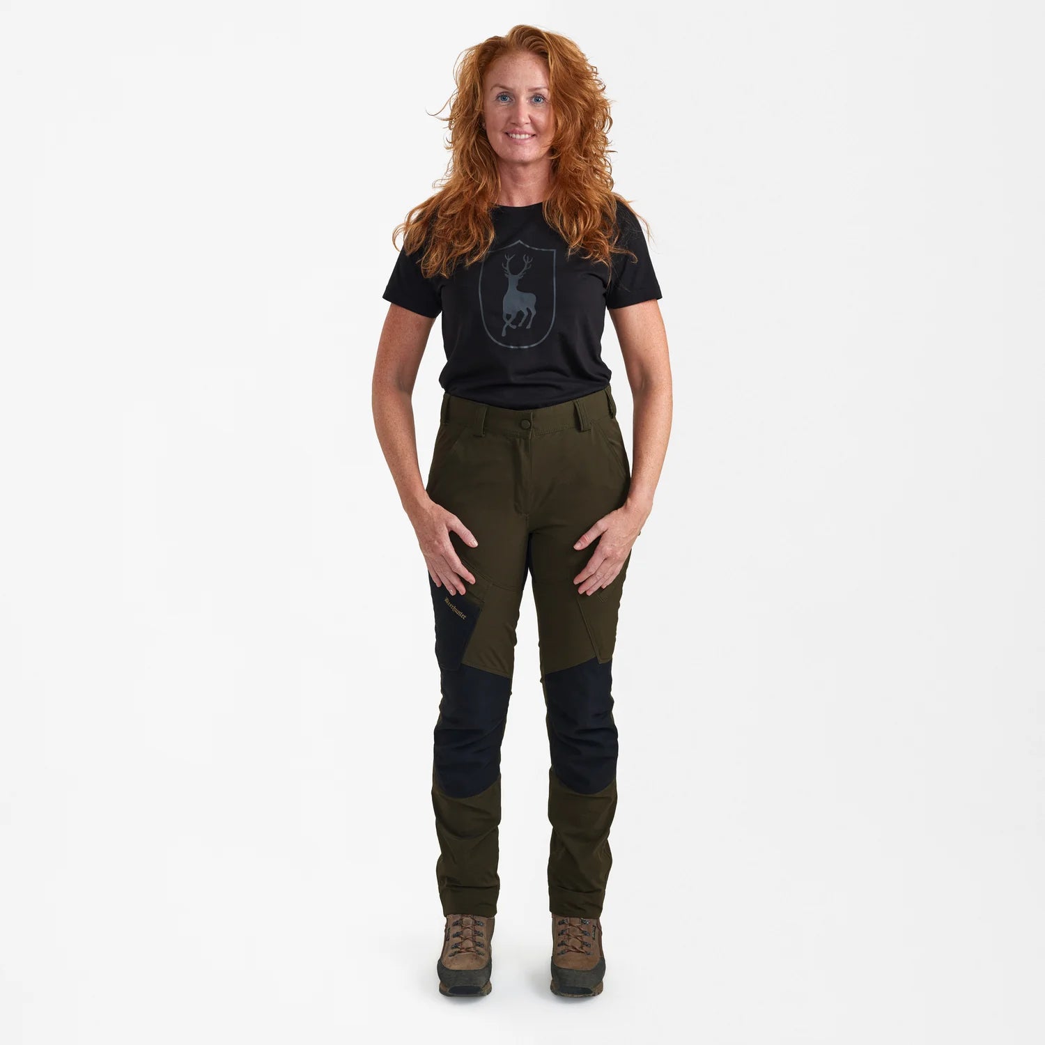 Lady Northward Byxor - Bark Green/Black - modell framifrån