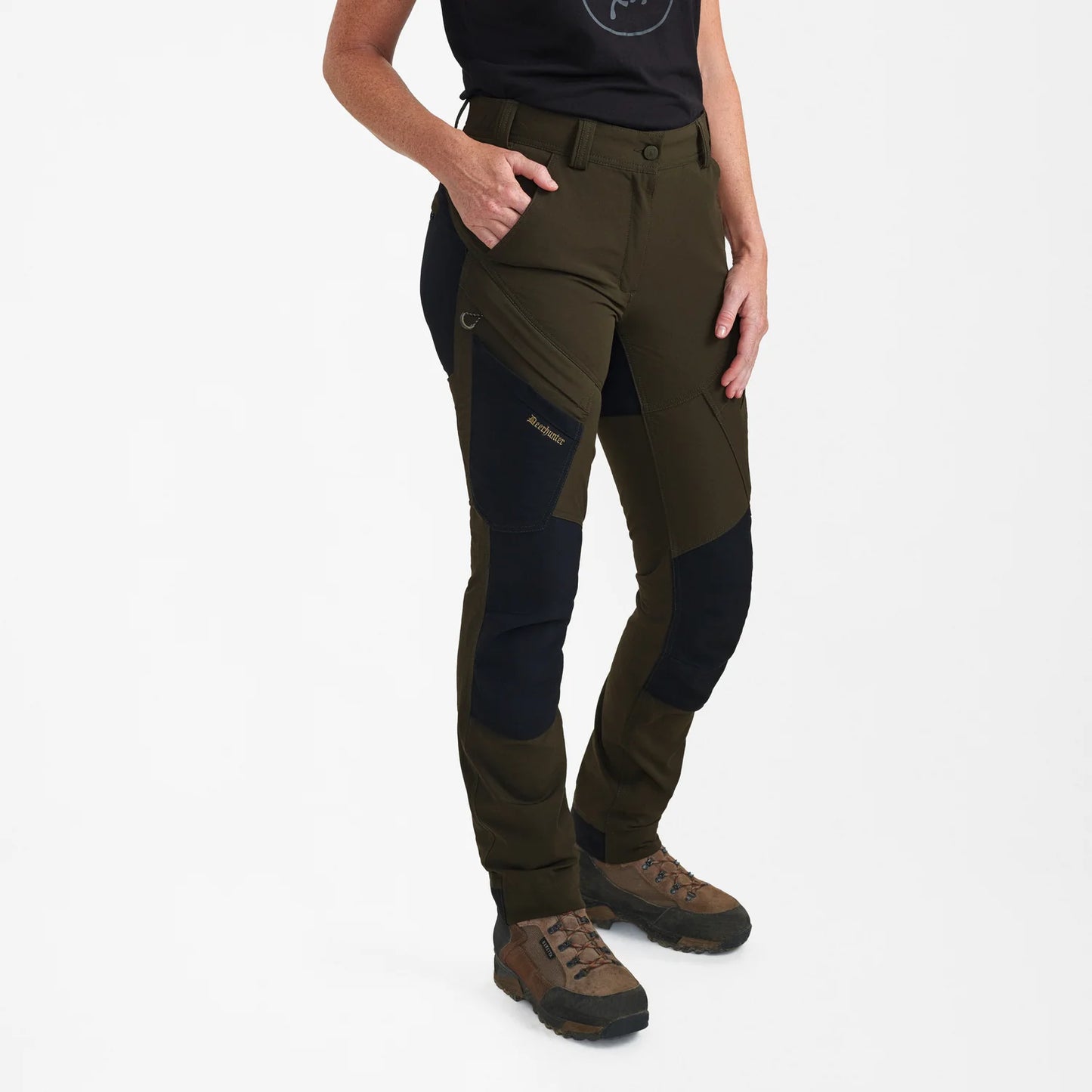 Lady Northward Byxor - Bark Green/Black - modell framifrån