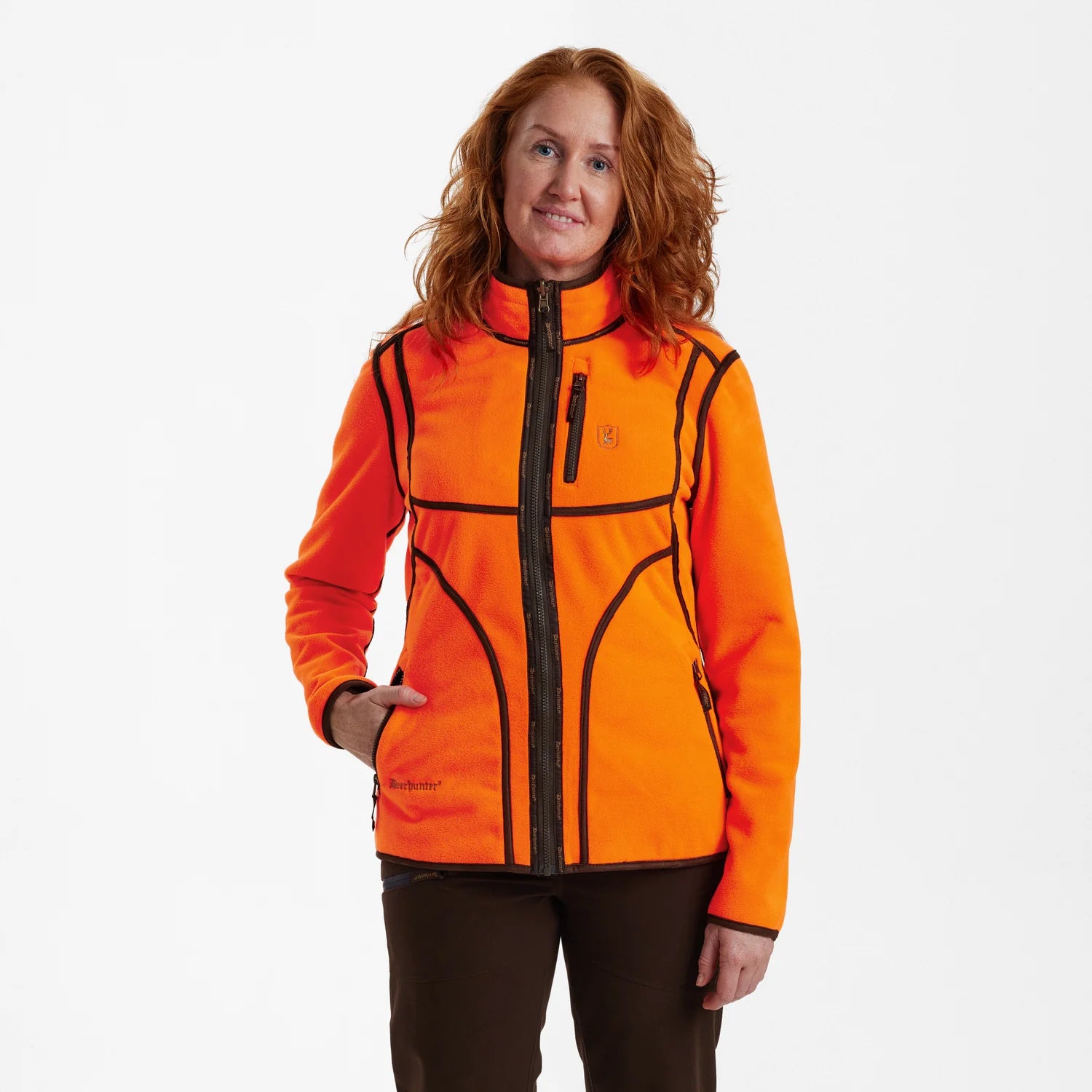 Lady Pam Bonded Fleecejacka - vändbar - Orange - modell framifrån