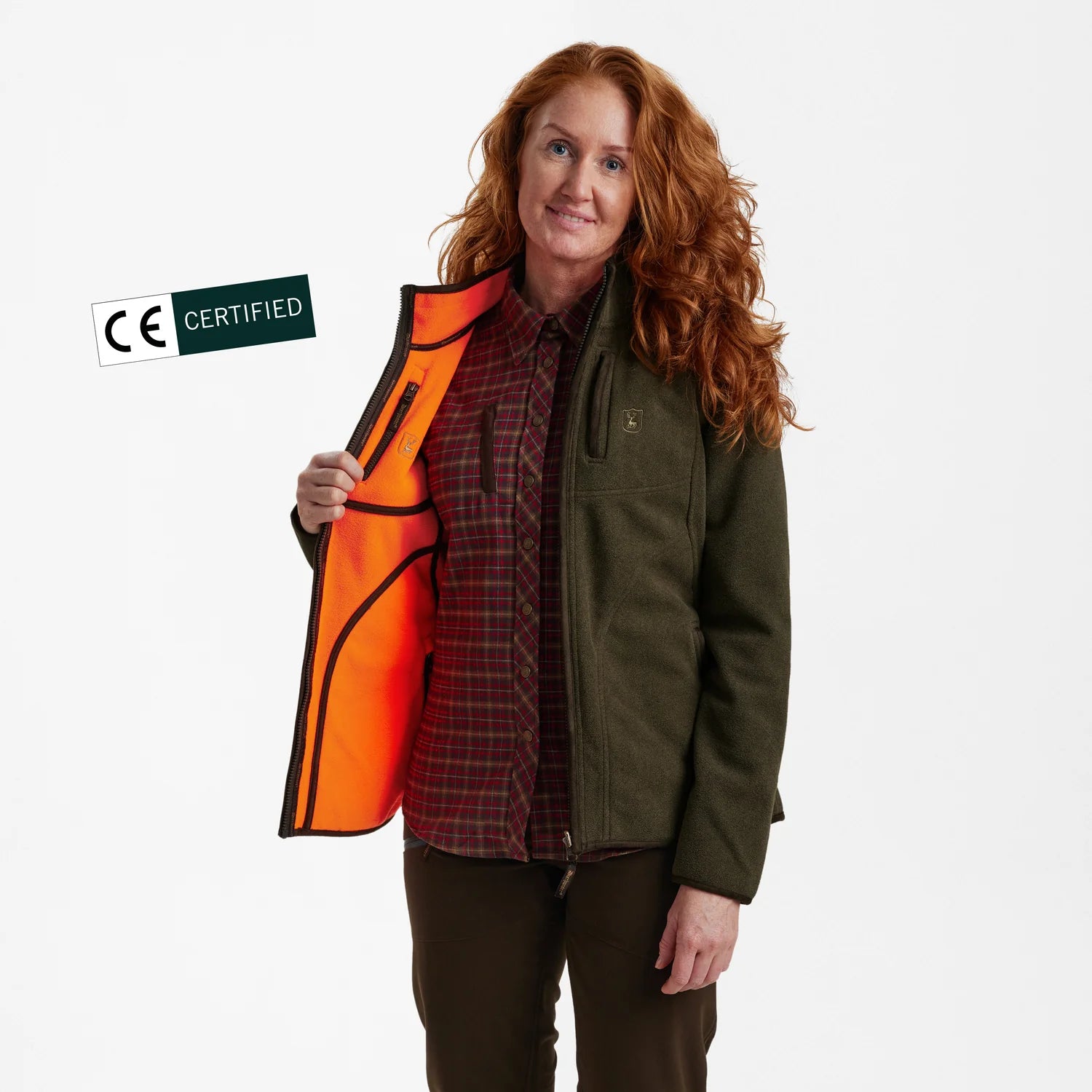 Lady Pam Bonded Fleecejacka - vändbar - Orange - modell framifrån