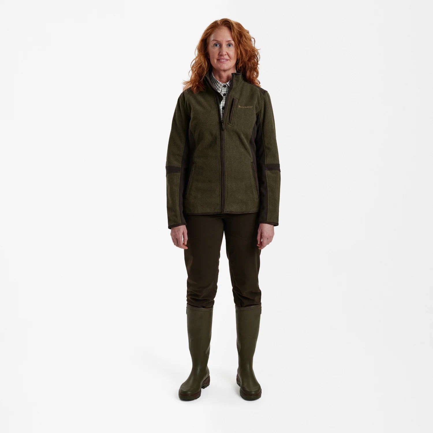 Lady Pam Bonded Fleecejacka - Graphite Green Melange - modell framifrån