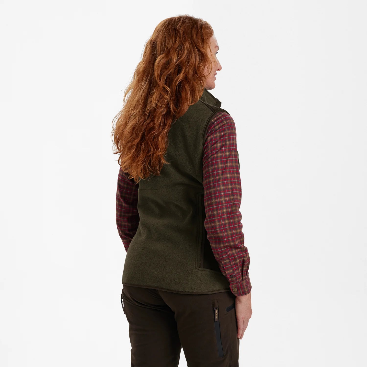 Lady Pam Bonded Fleeceväst - Graphite Green Melange - modell bakifrån