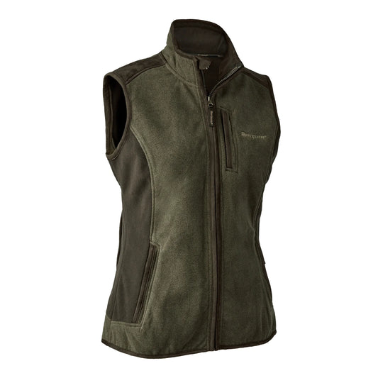 Lady Pam Bonded Fleeceväst - Graphite Green Melange - framifrån