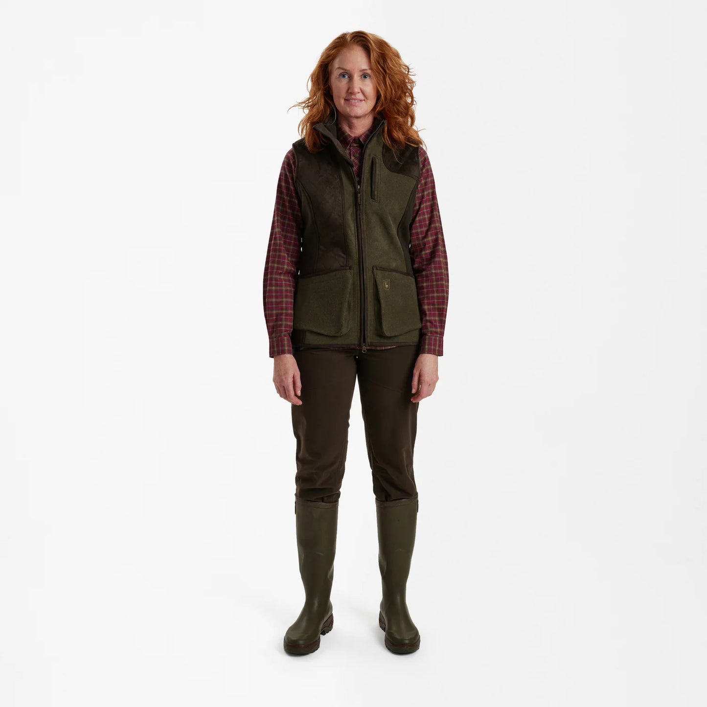 Lady Pam Skjutväst - Graphite Green Melange - modell framifrån