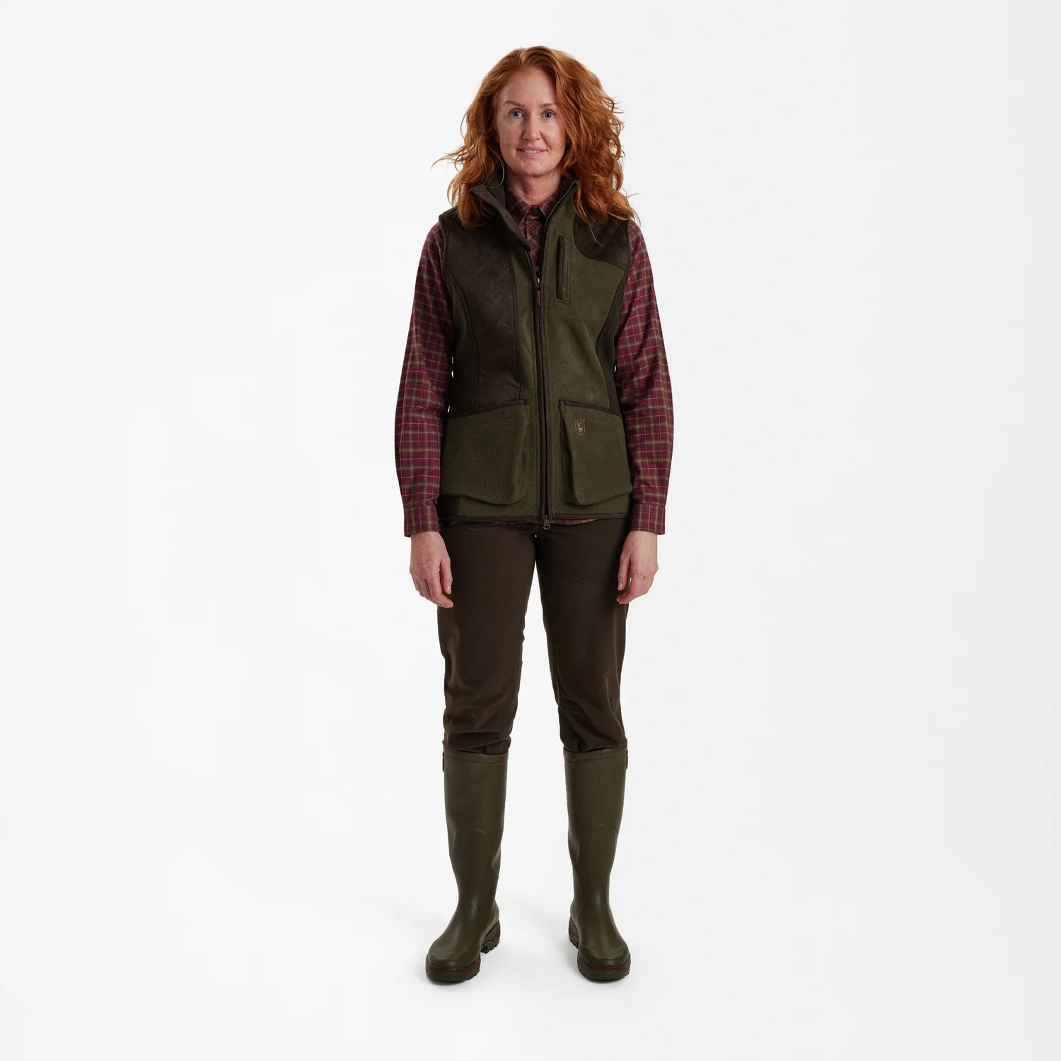 Lady Pam Skjutväst - Graphite Green Melange - modell framifrån