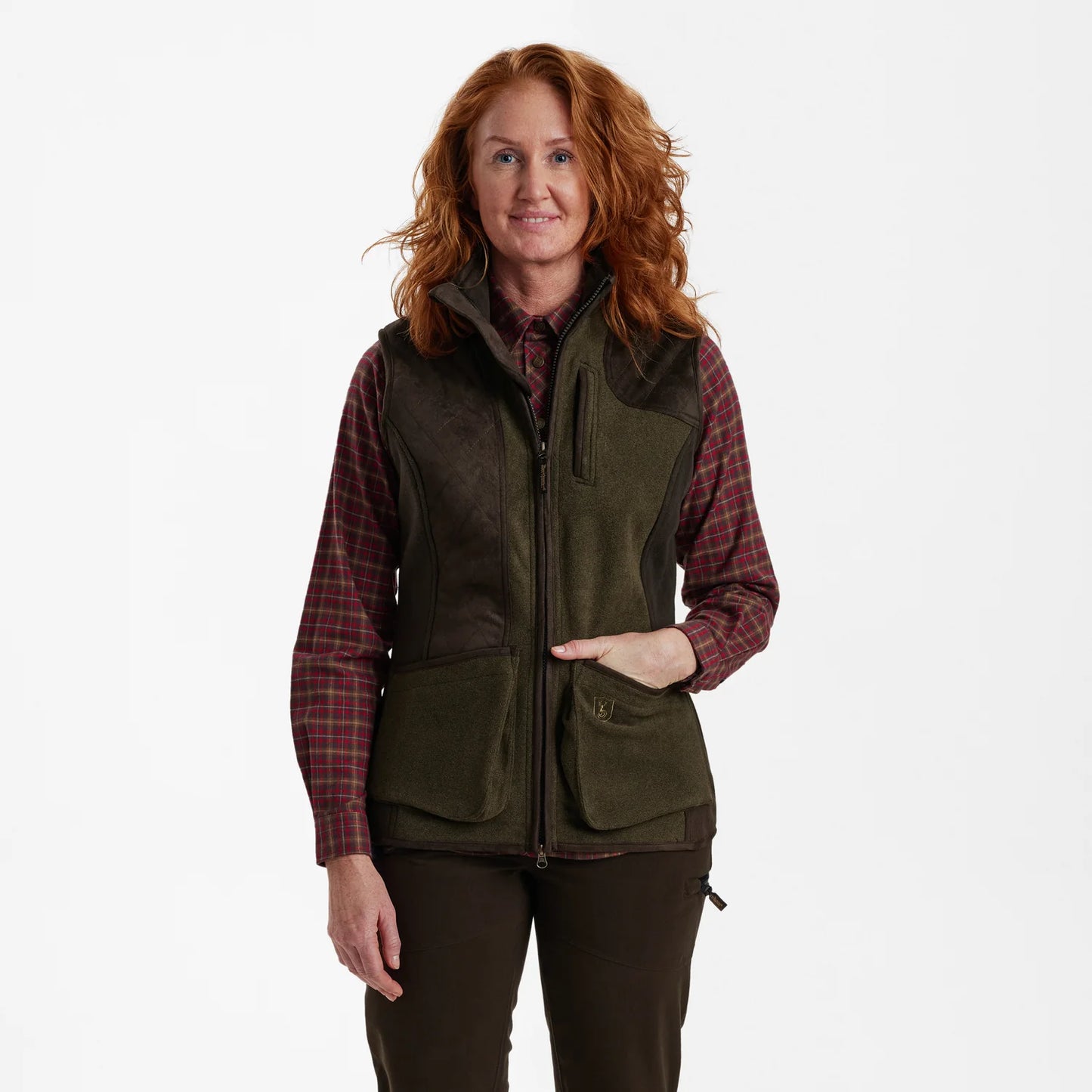 Lady Pam Skjutväst - Graphite Green Melange - modell framifrån