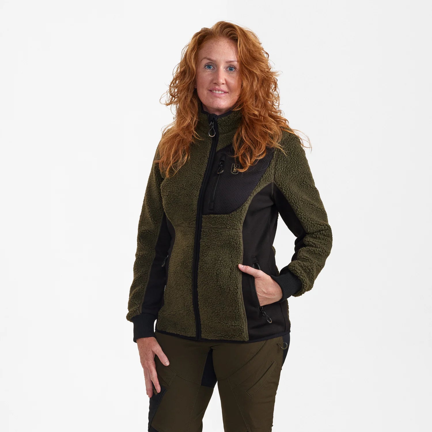 Lady Roja Fiber Pile Jacka - Adventure Green - modell framifrån