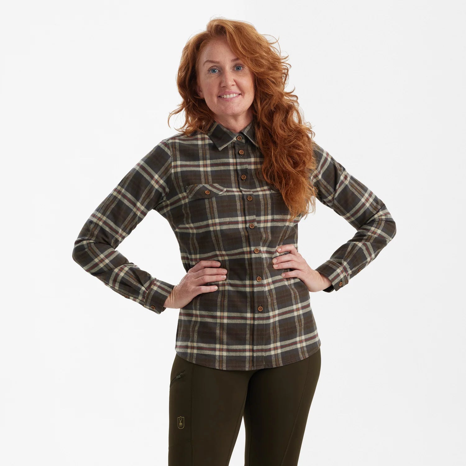 Lady Ruby Skjorta - Yellow check - modell framifrån