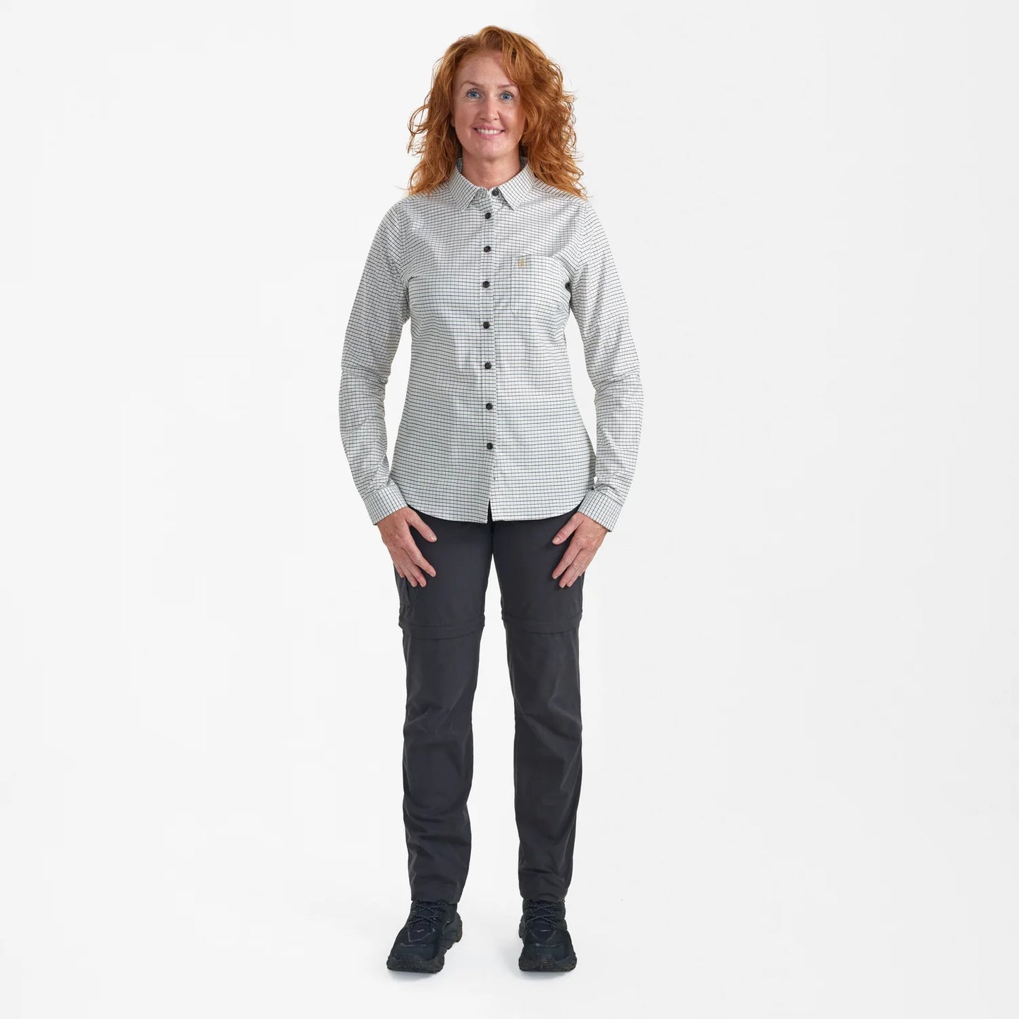 Lady Sara Skjorta - Green Check - modell framifrån