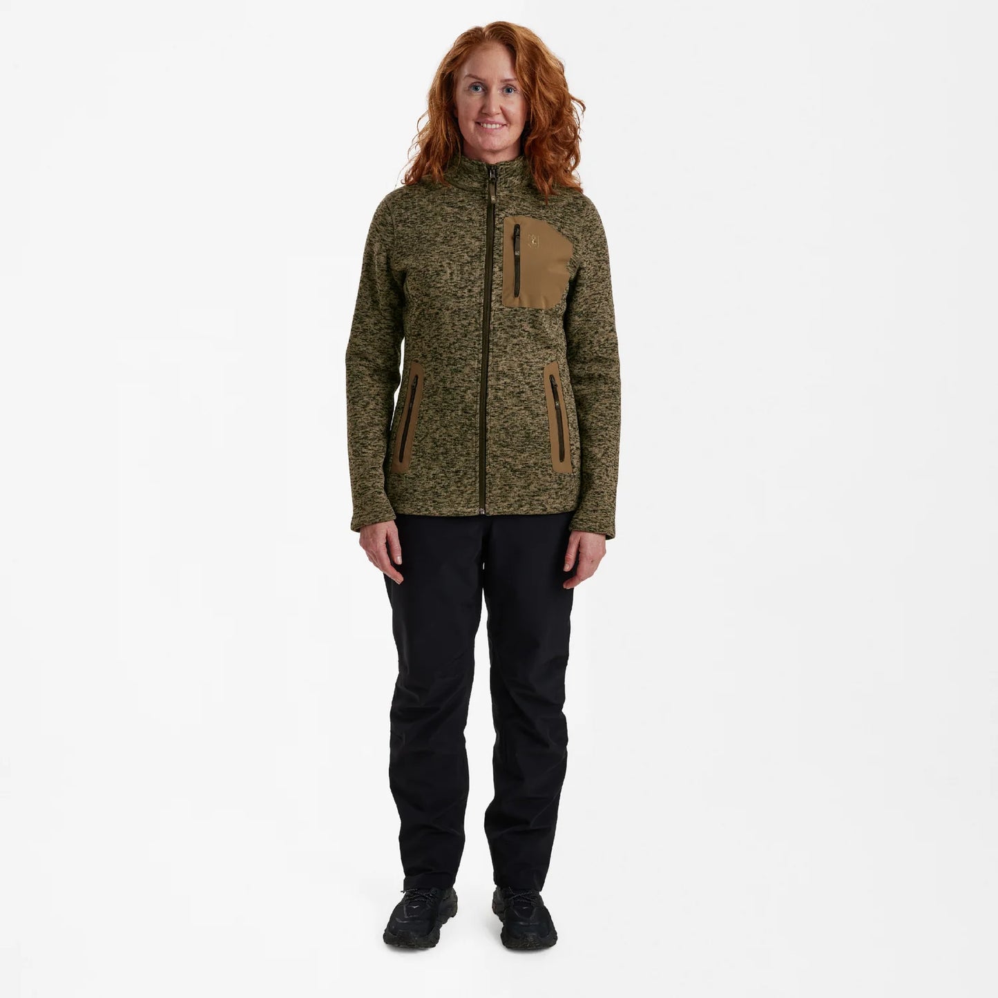 Lady Sarek Stickad Jacka - Butternut melange - modell framifrån