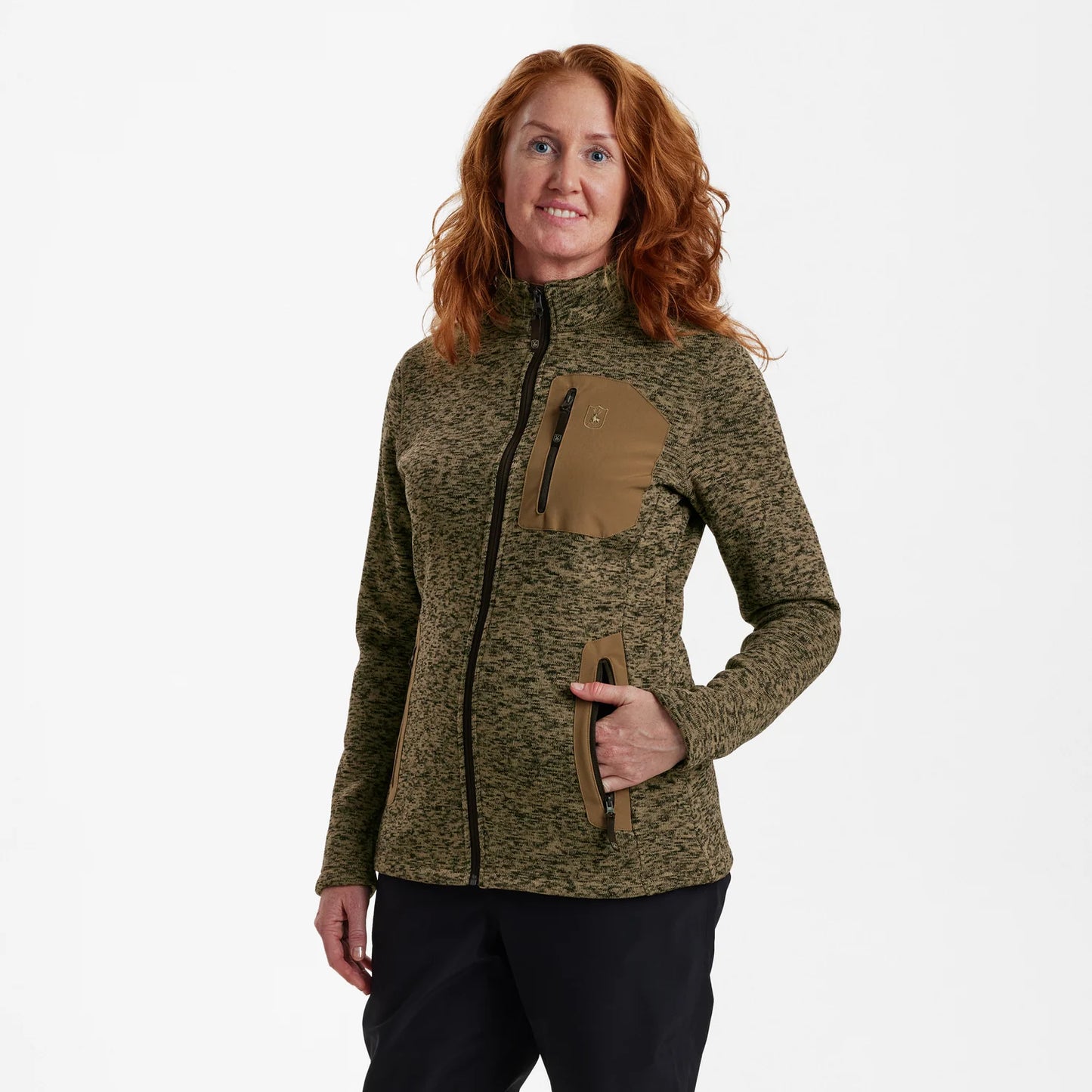 Lady Sarek Stickad Jacka - Butternut melange - modell framifrån
