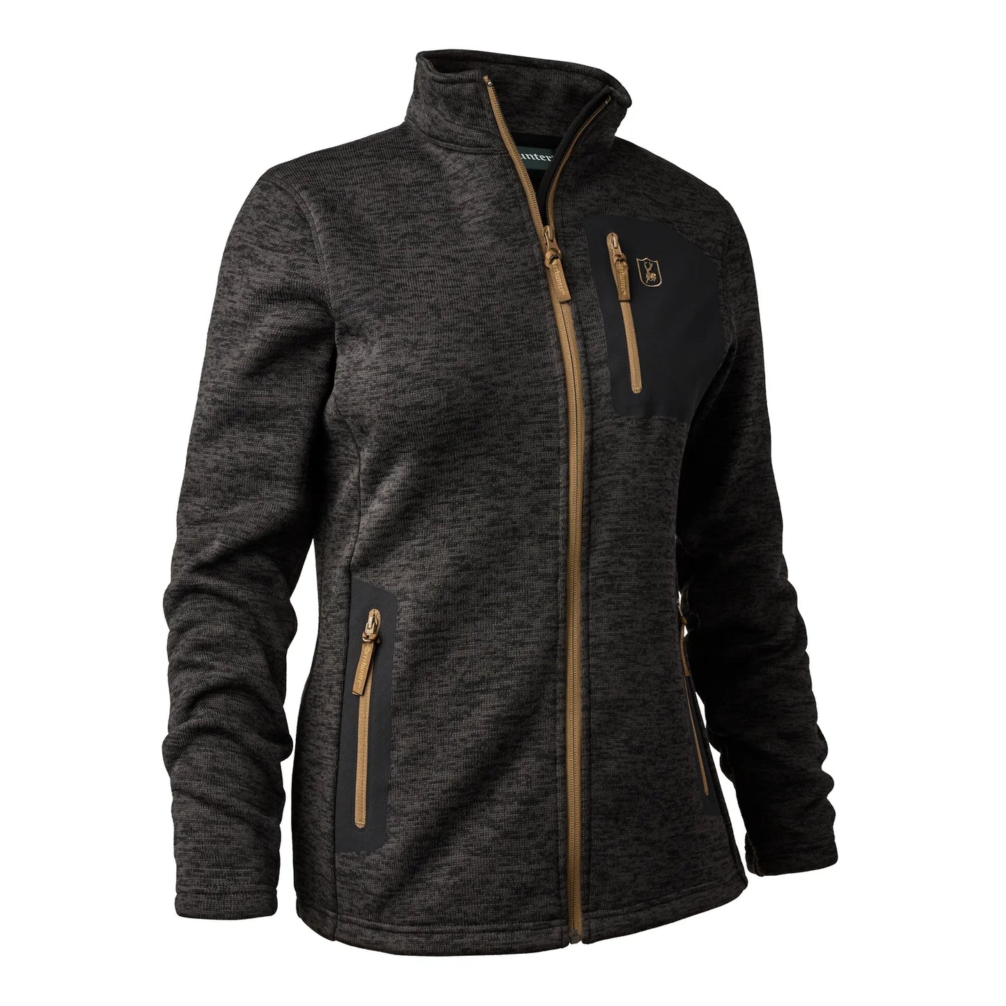 Lady Sarek Stickad Jacka - Dark Grey melange - framifrån
