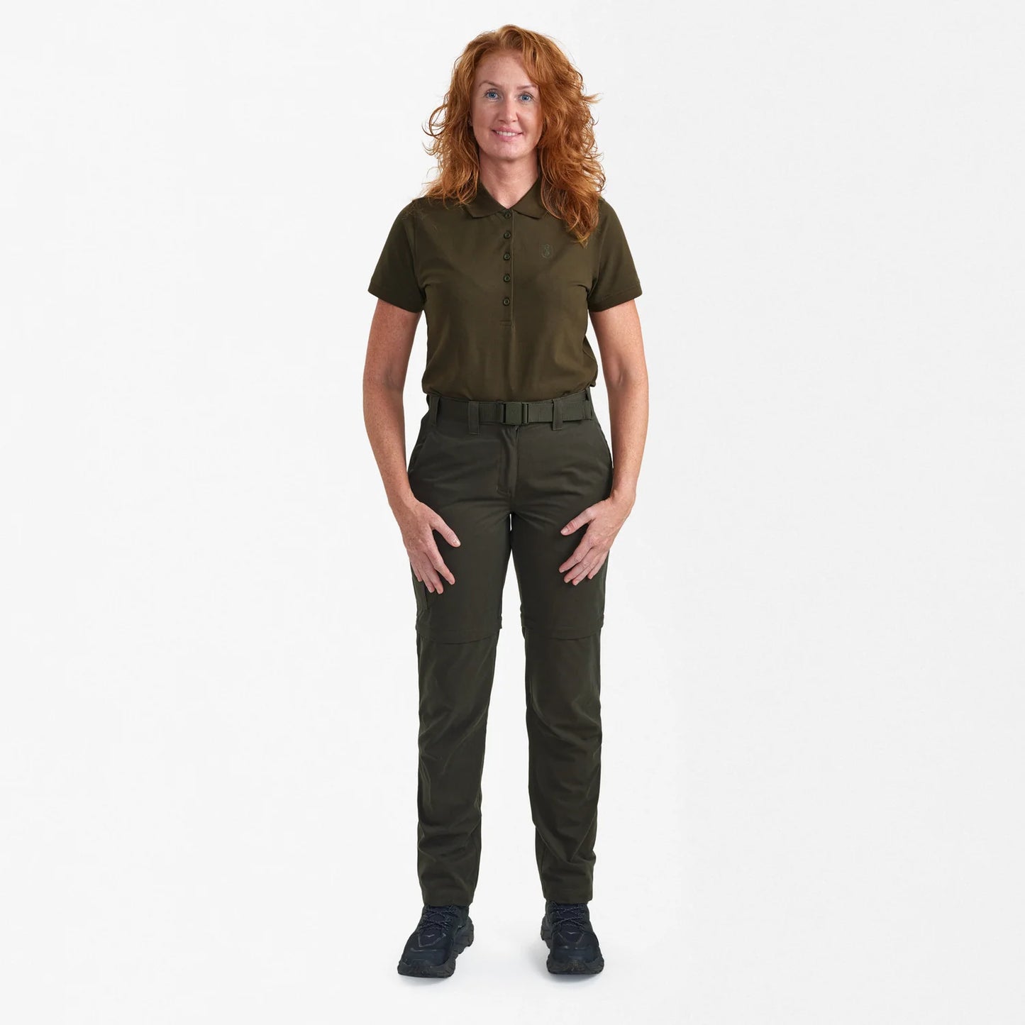 Lady Slogen Zip-Off Byxor - Timber - modell framifrån