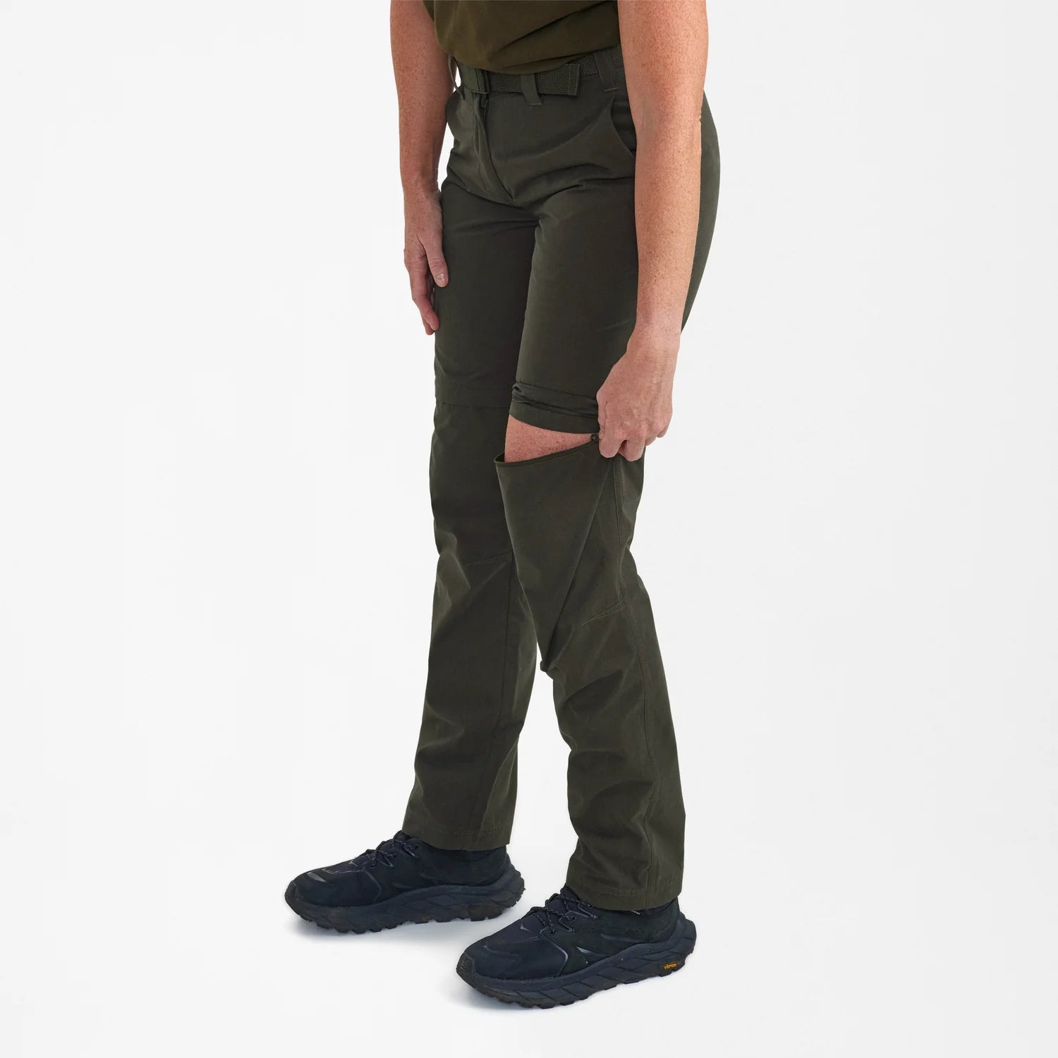 Lady Slogen Zip-Off Byxor - Timber - modell framifrån