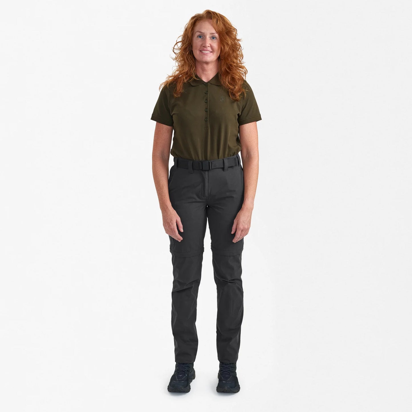 Lady Slogen Zip-Off Byxor - Black Ink - modell framifrån