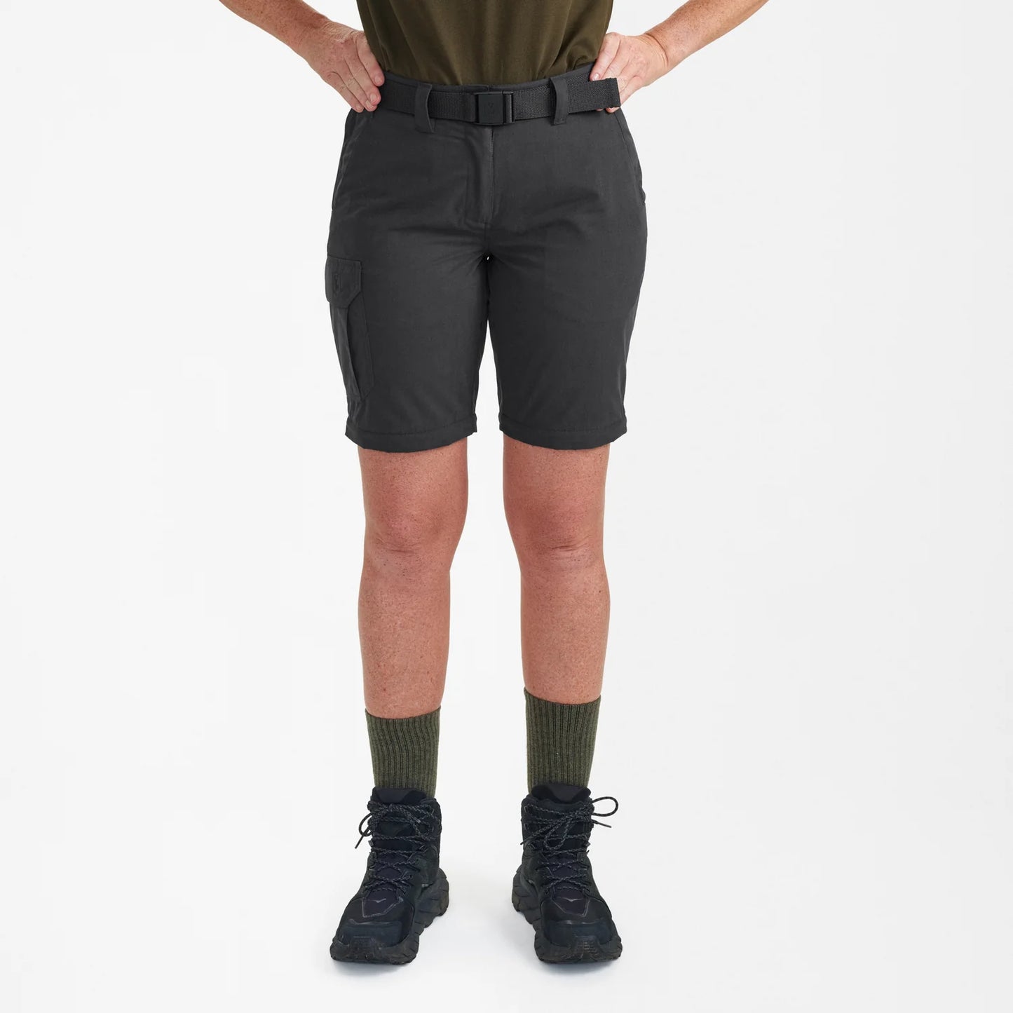 Lady Slogen Zip-Off Byxor - Black Ink - modell framifrån