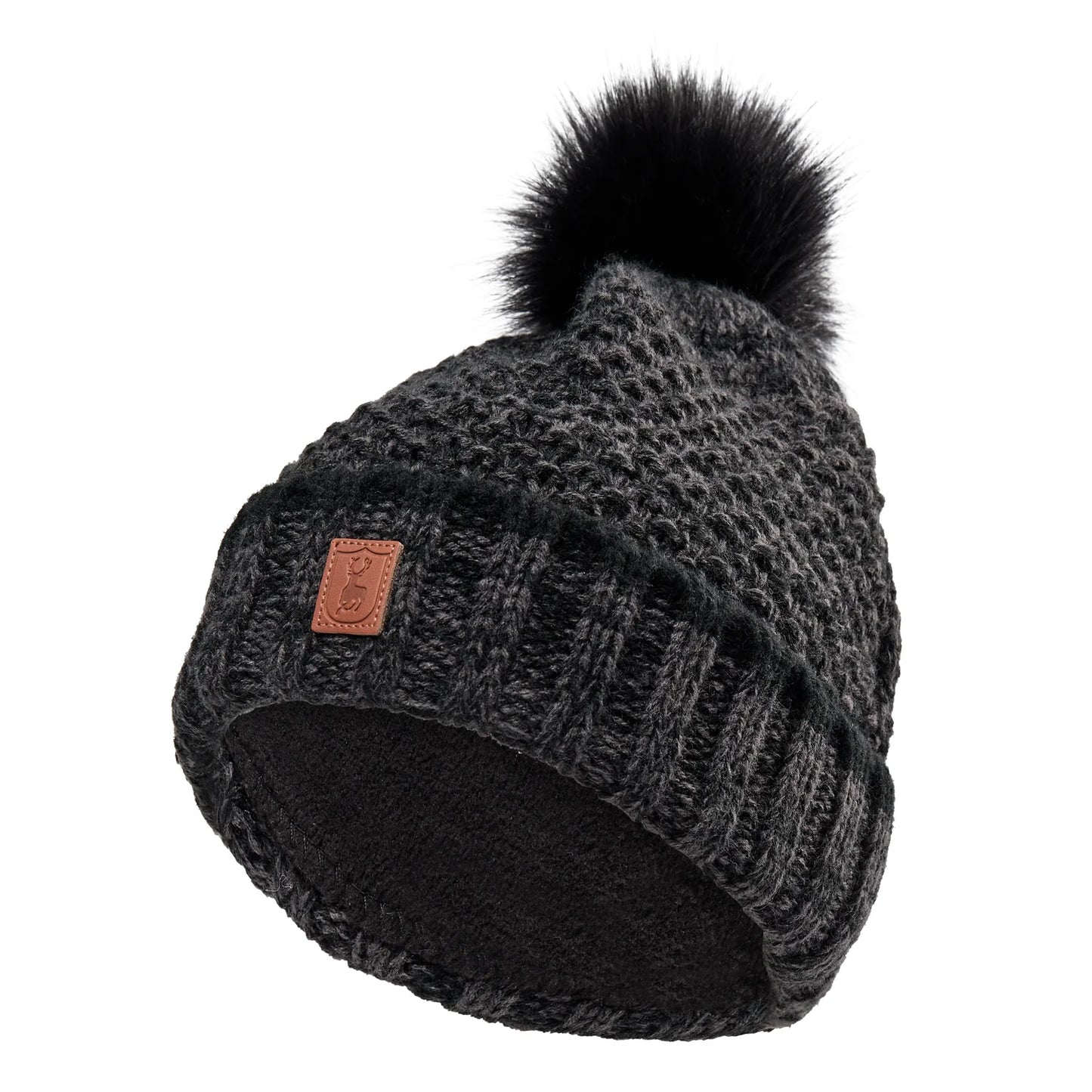 Lady Stickad Mössa - Black - framifrån