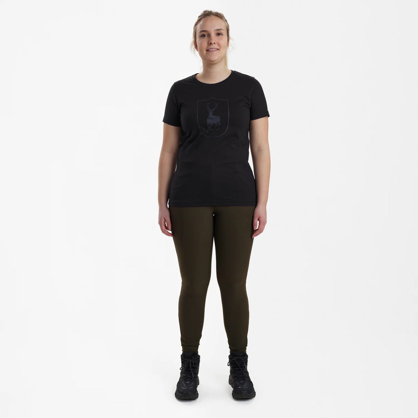 Lady T-shirt med logo - Black - modell framifrån