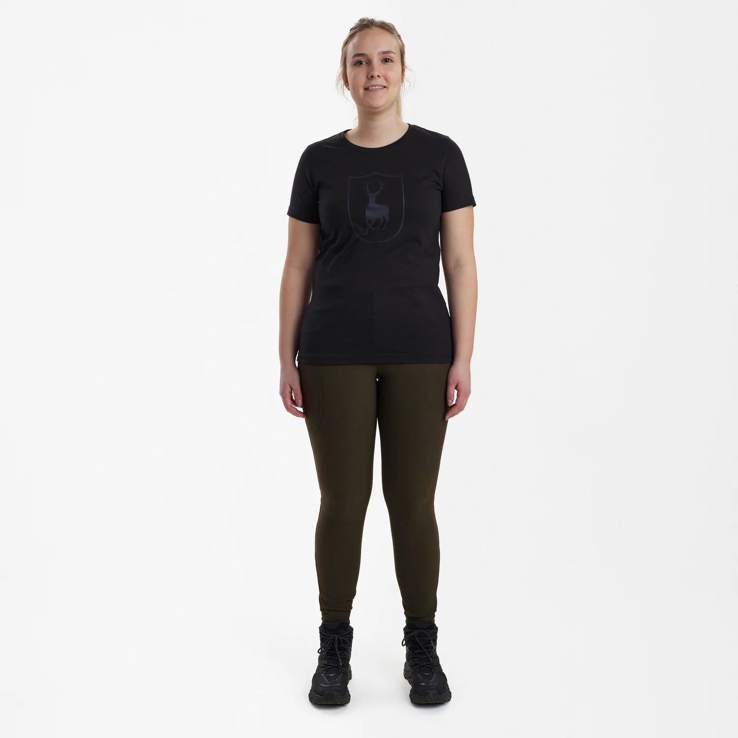 Lady T-shirt med logo - Black - modell framifrån
