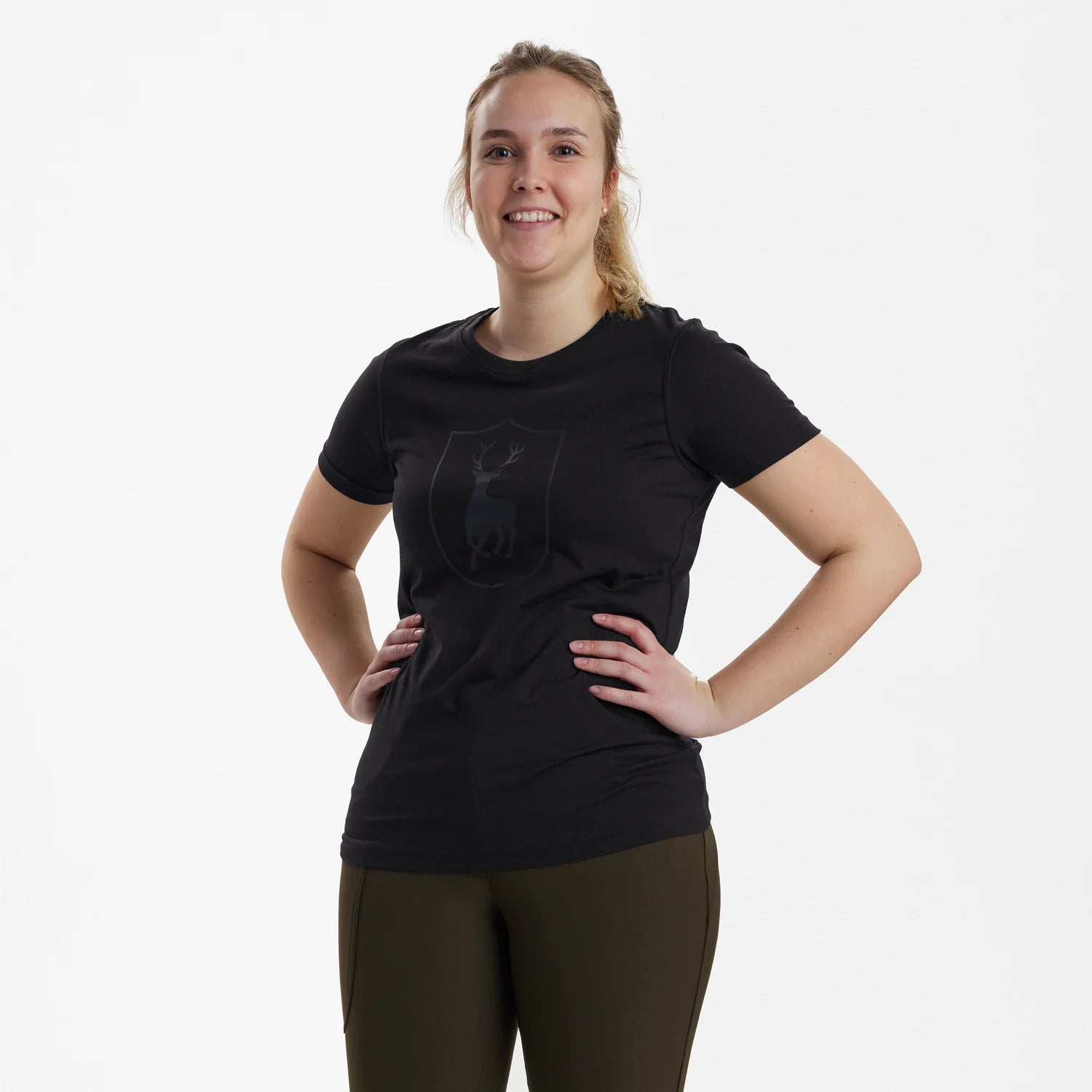 Lady T-shirt med logo - Black - modell framifrån