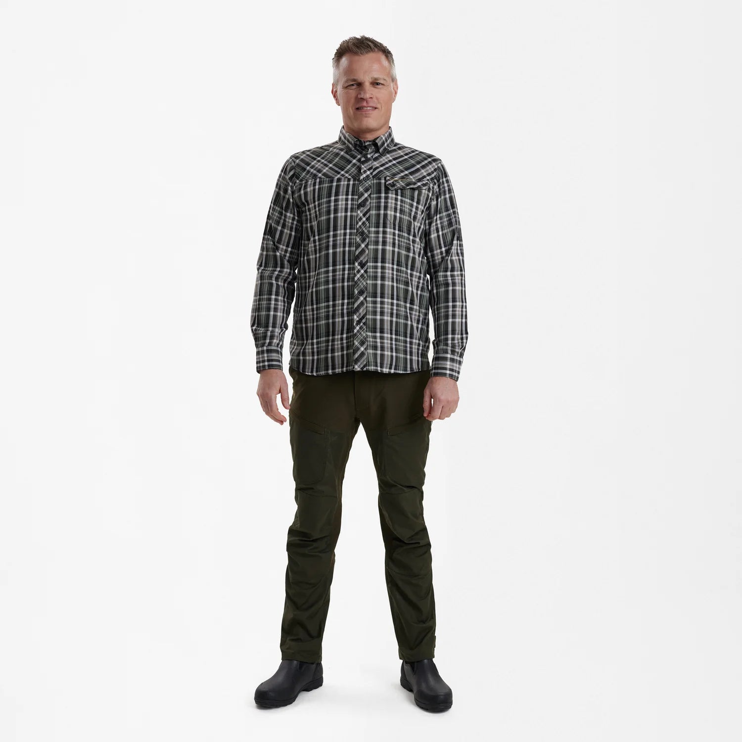 Mateo Skjorta - Green Check - modell framifrån