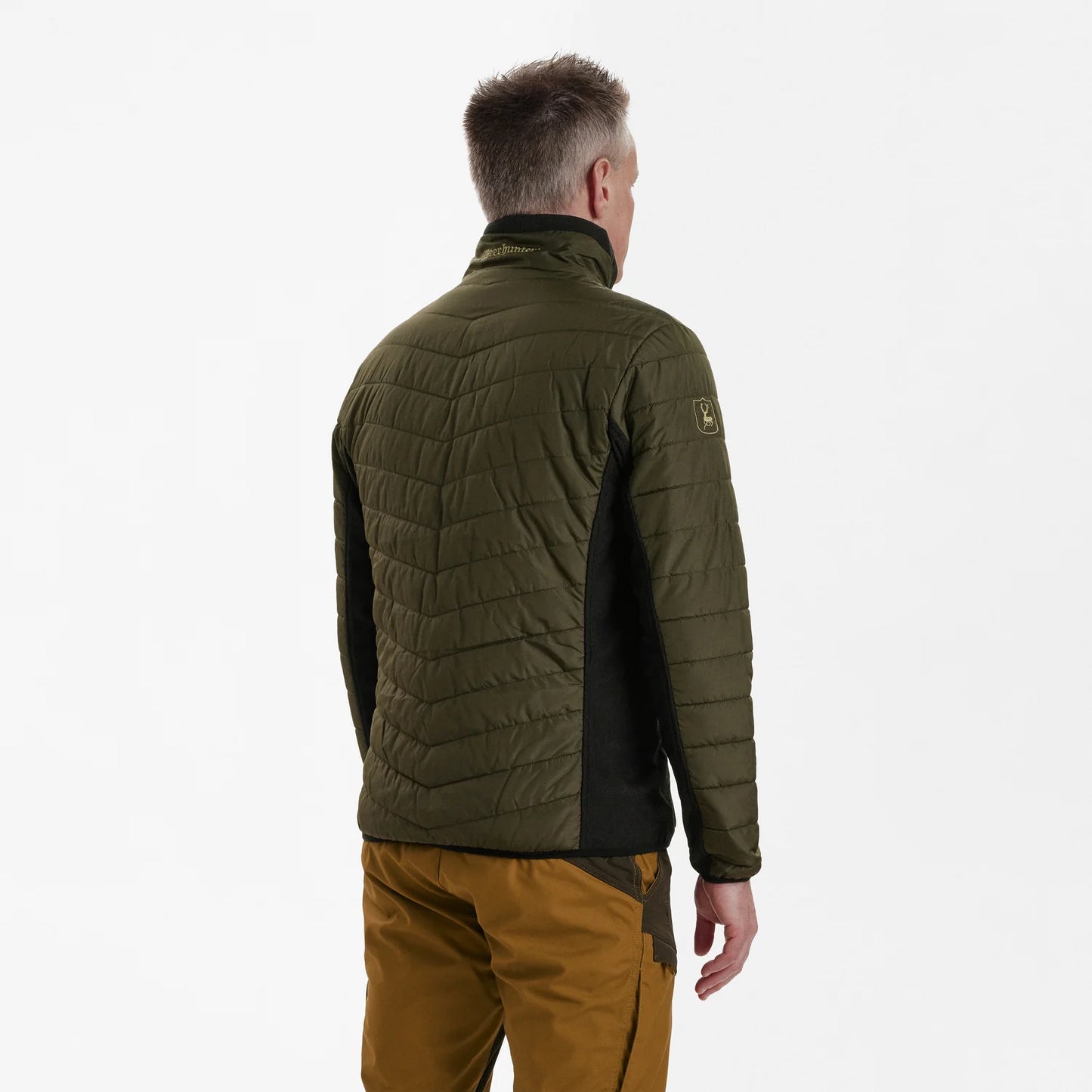 Moor Vadderad Jacka med softshell - Adventure Green - modell bakifrån