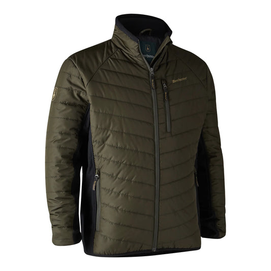 Moor Vadderad Jacka med softshell - Adventure Green - framifrån
