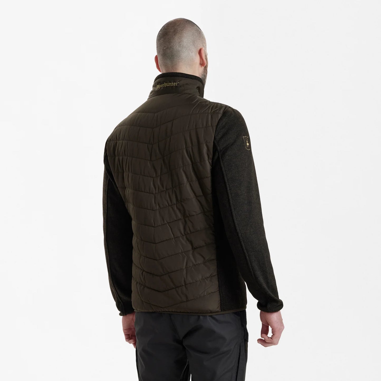 Moor Vadderad Jacka med stickning - Brown Leaf - modell bakifrån