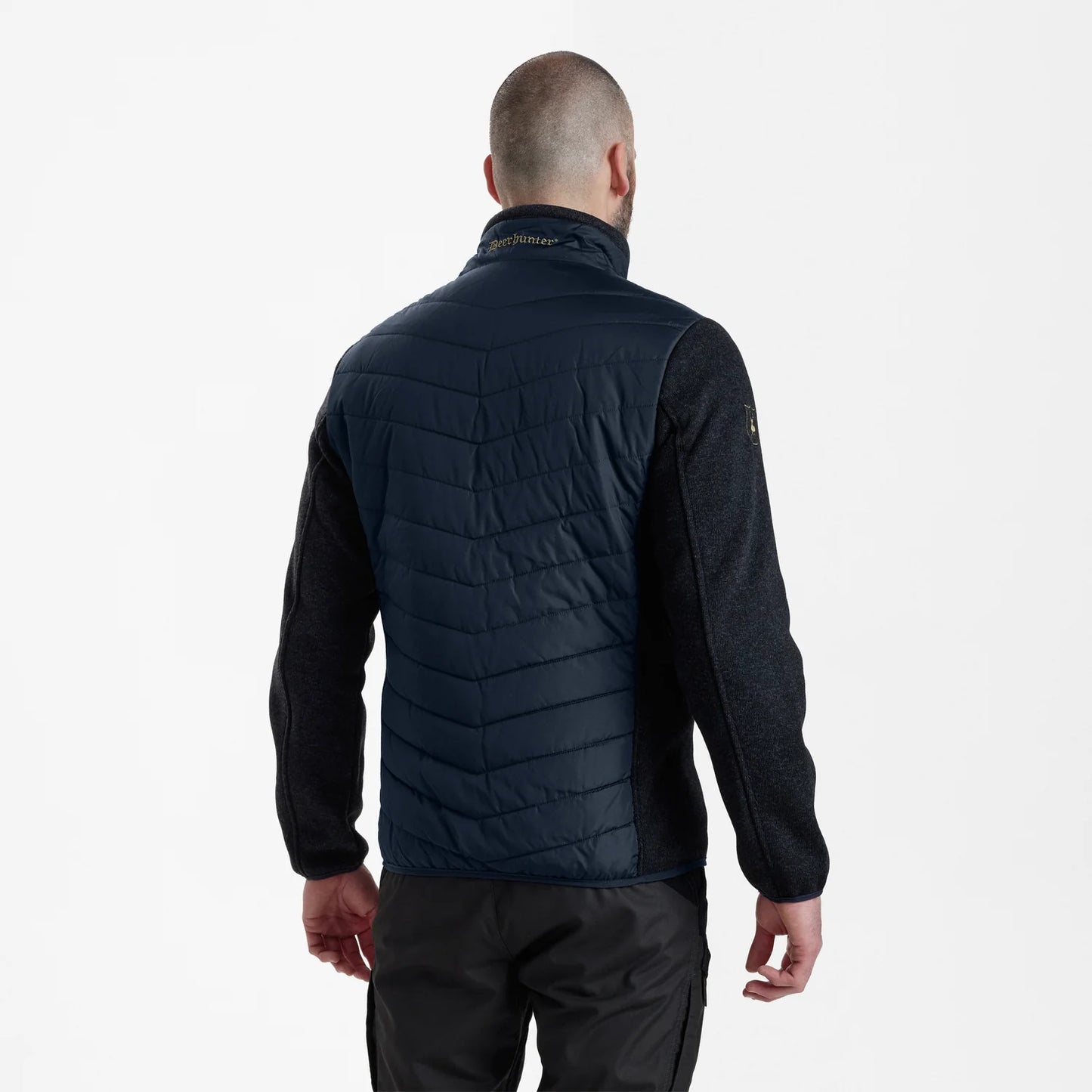 Moor Vadderad Jacka med stickning - Dark Blue - modell bakifrån