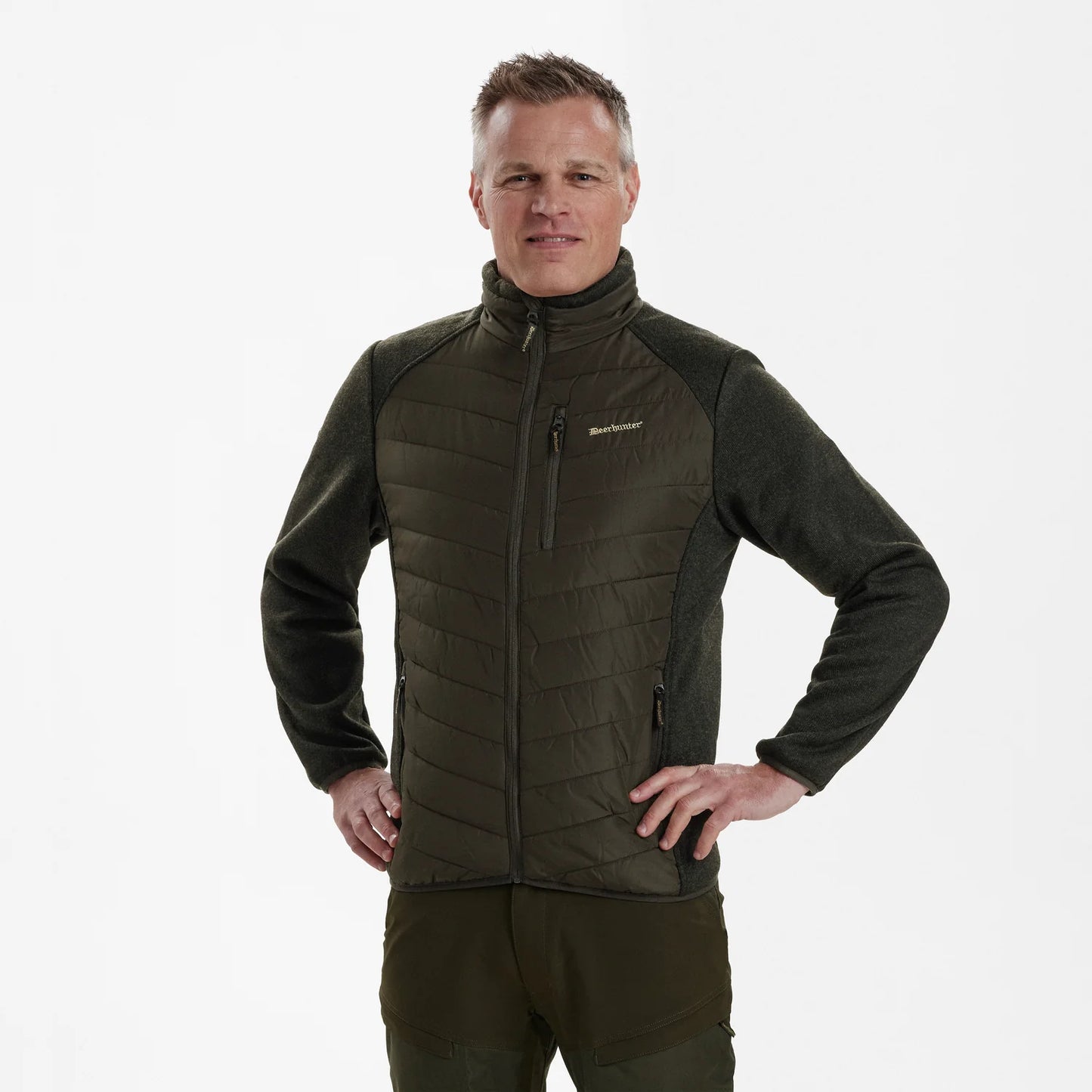 Moor Vadderad Jacka med stickning - Timber - modell framifrån