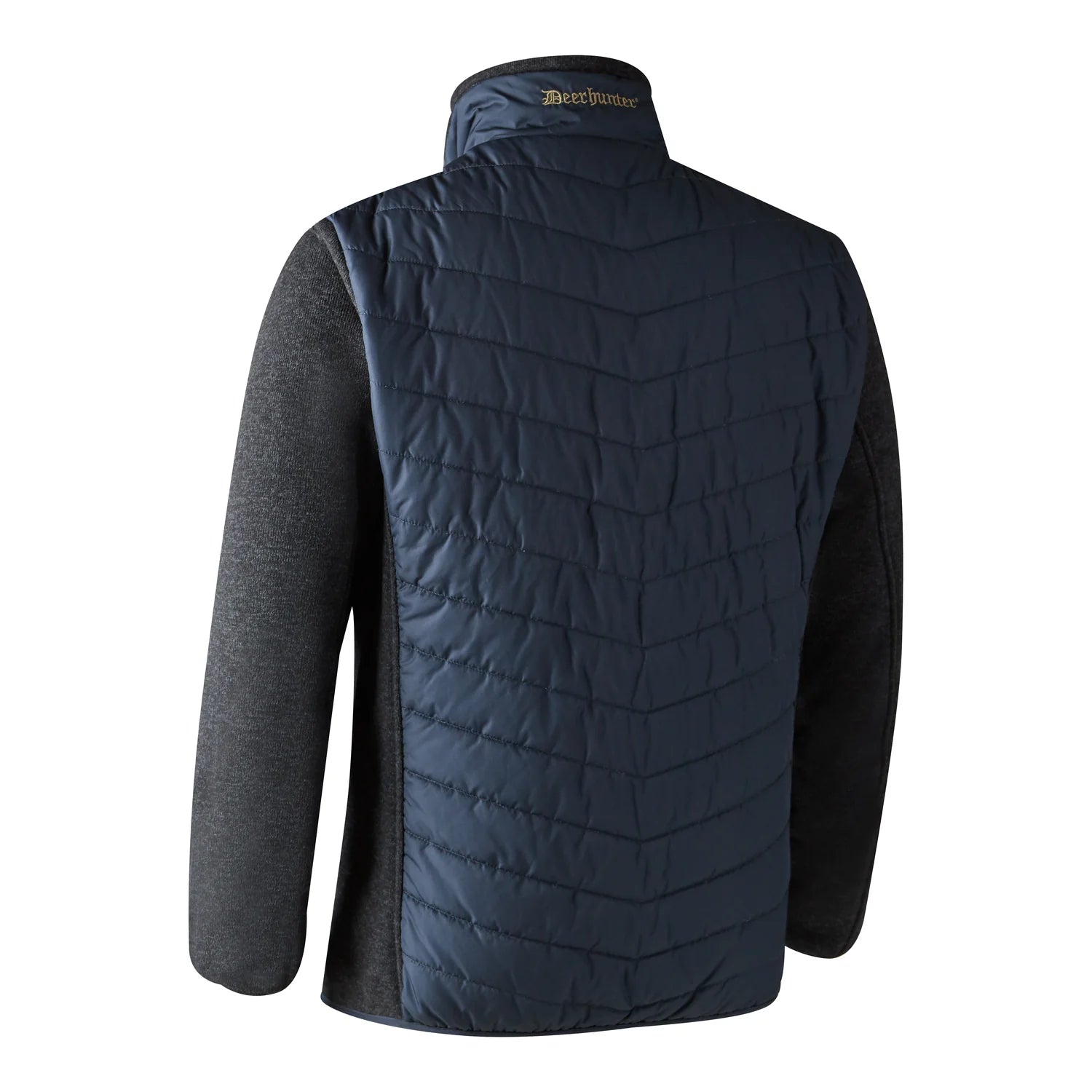 Moor Vadderad Jacka med stickning - Dark Blue - bakifrån