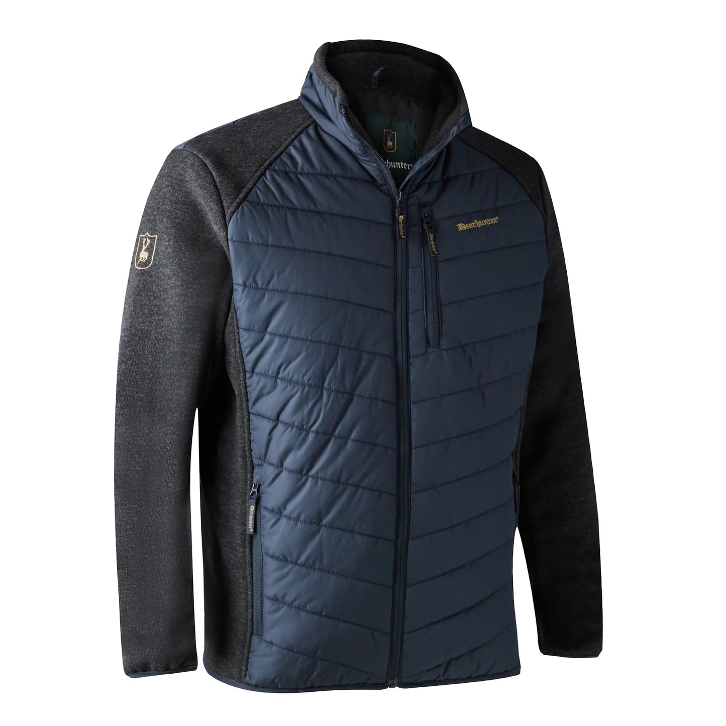 Moor Vadderad Jacka med stickning - Dark Blue - framifrån