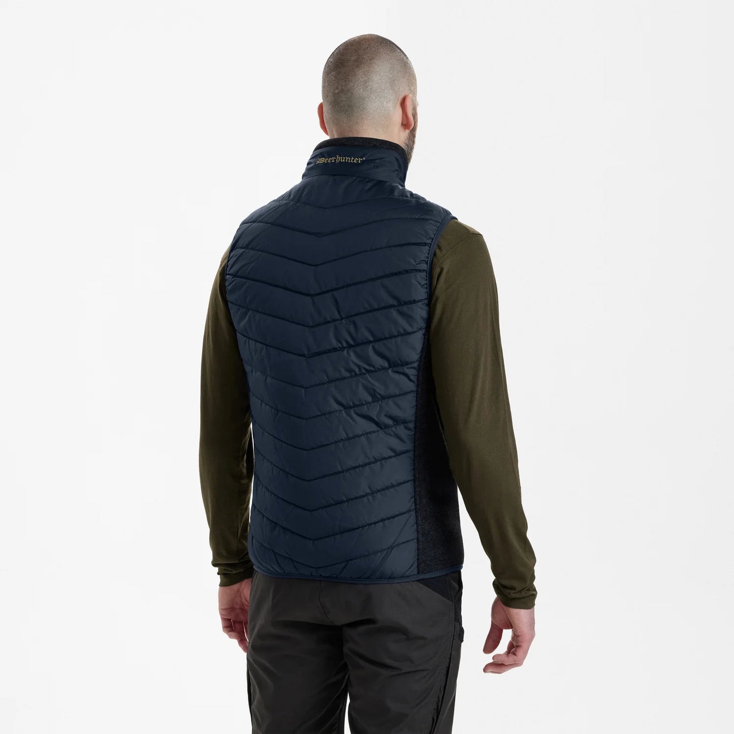 Moor Vadderad Väst med stickning - Dark Blue - modell bakifrån