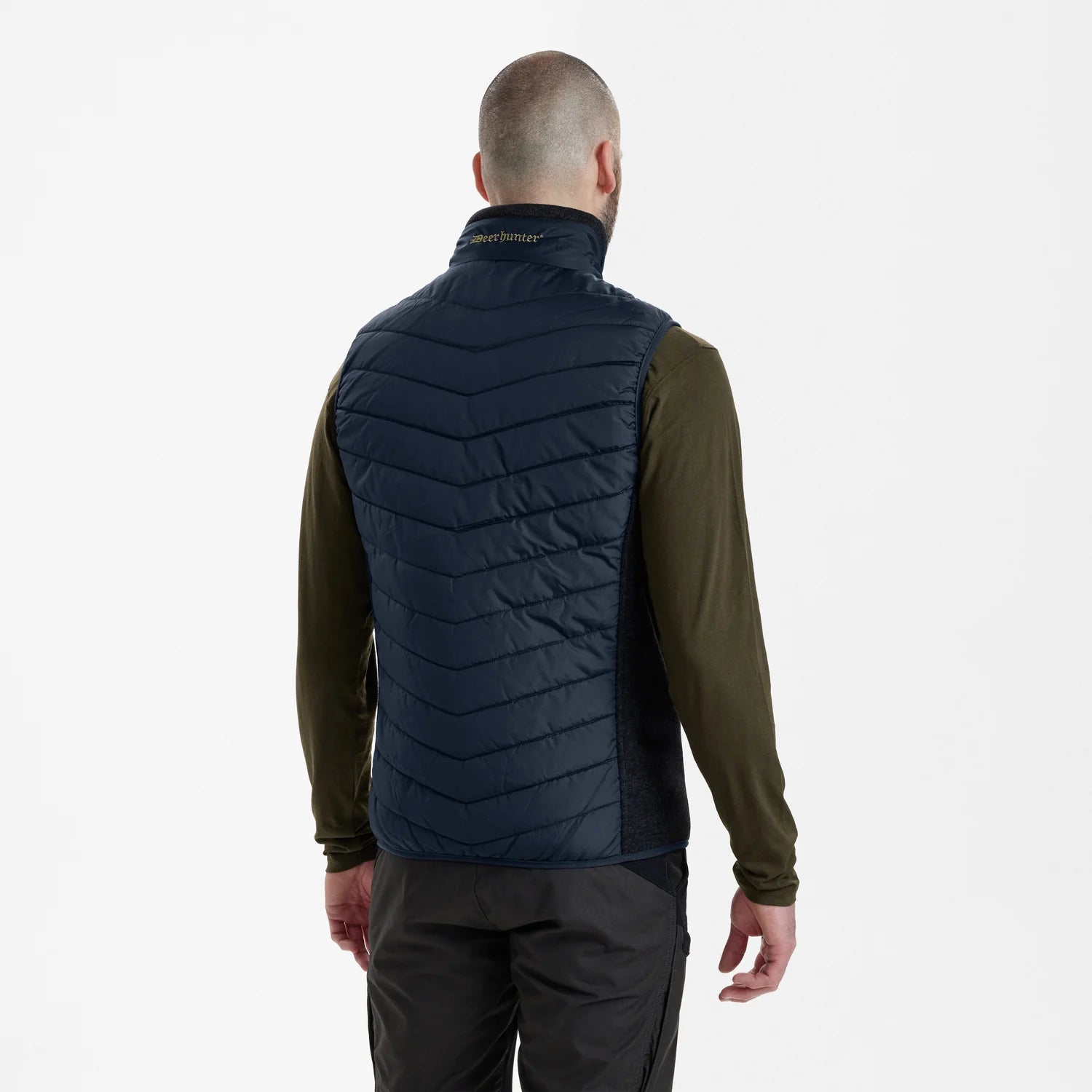 Moor Vadderad Väst med stickning - Dark Blue - modell bakifrån