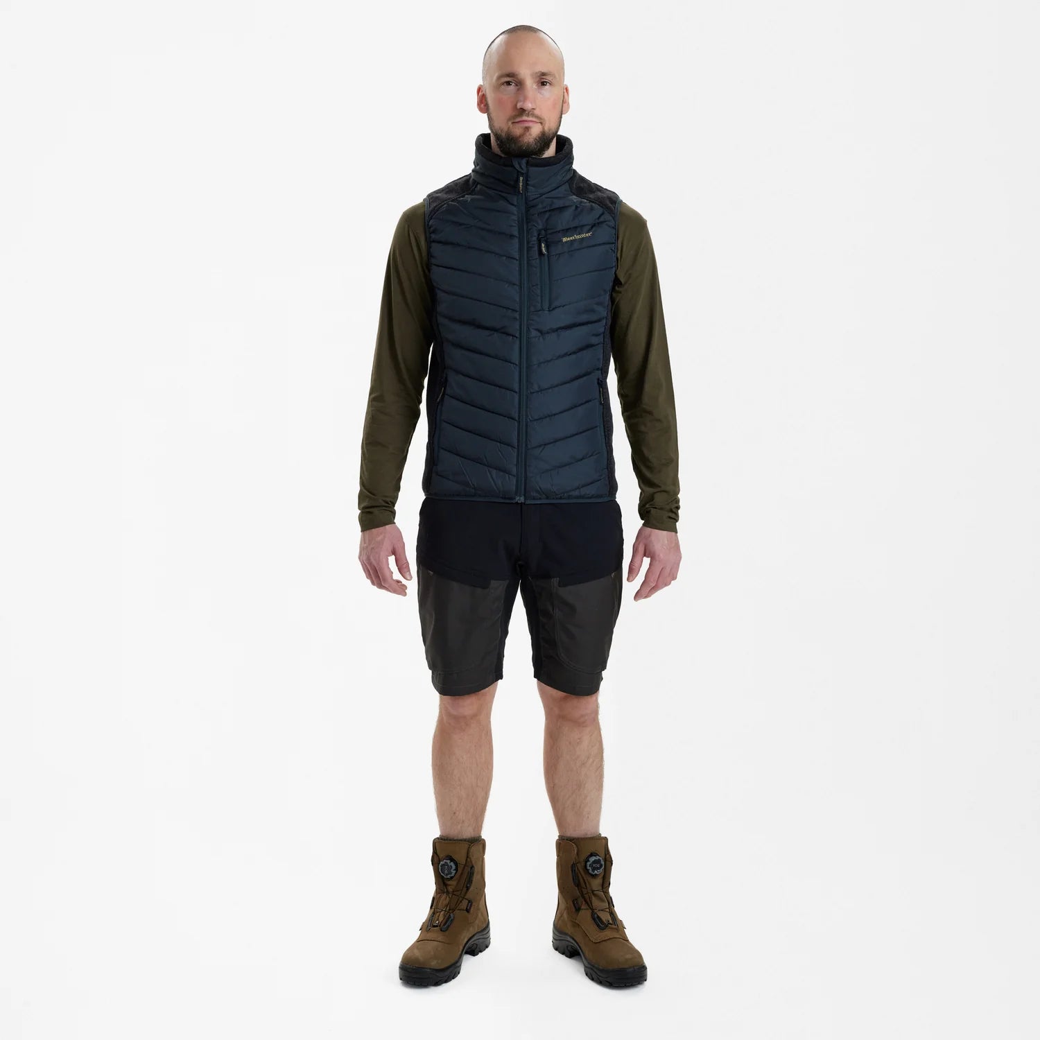 Moor Vadderad Väst med stickning - Dark Blue - modell framifrån
