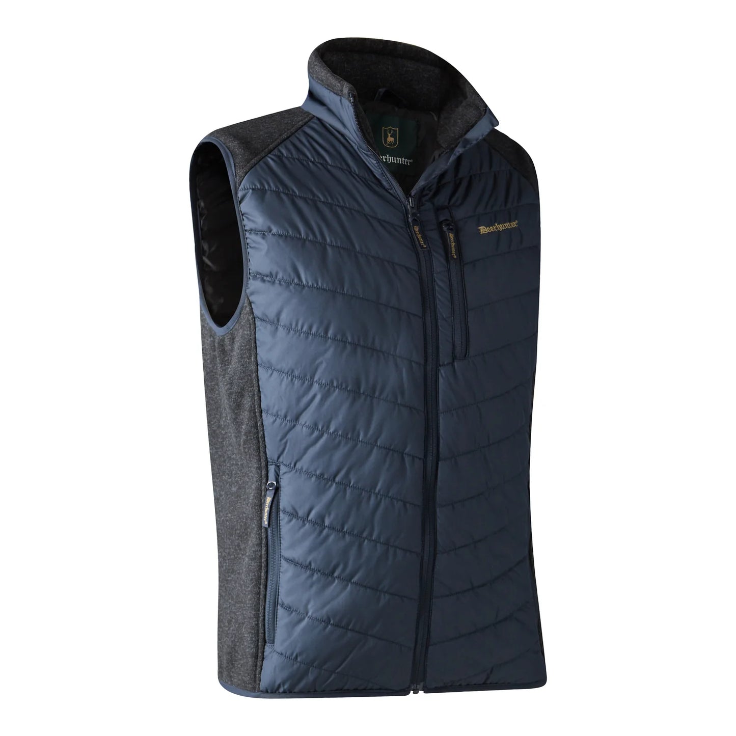 Moor Vadderad Väst med stickning - Dark Blue - framifrån