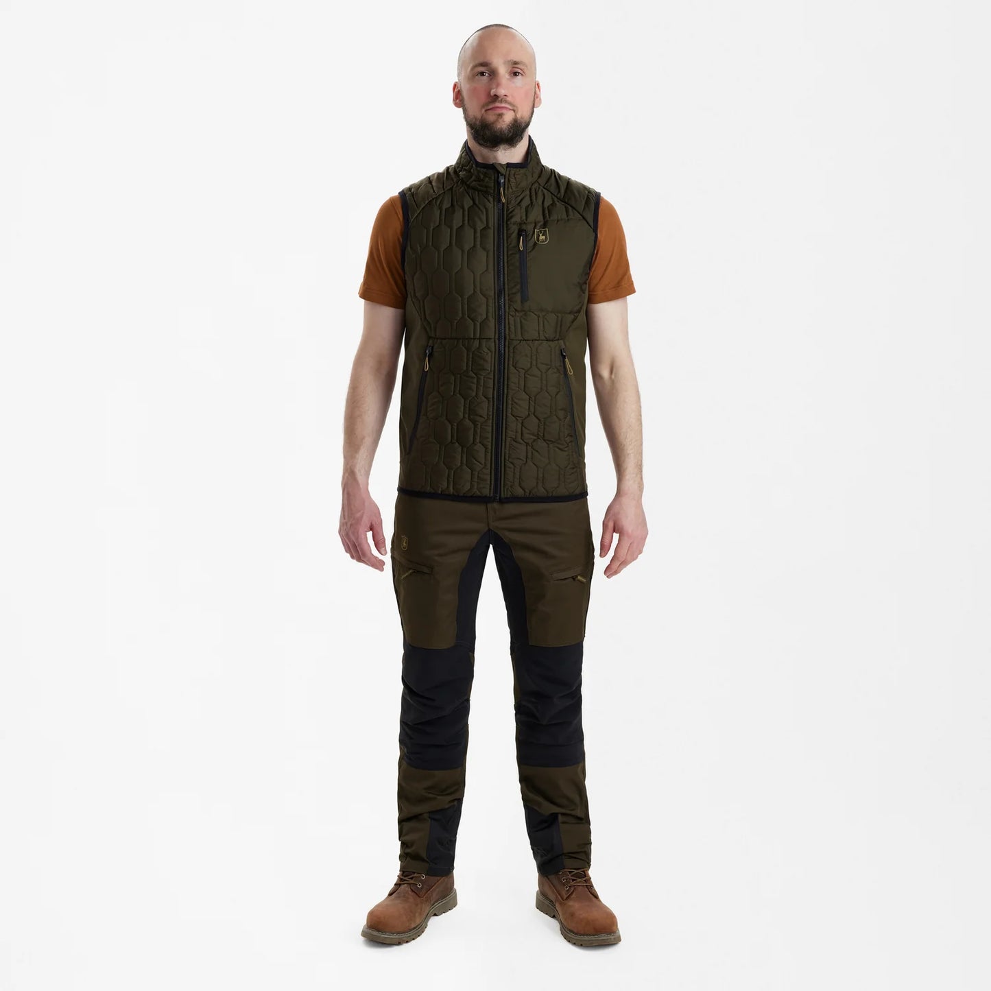 Mossdale Quiltväst - Forest Green - modell framifrån