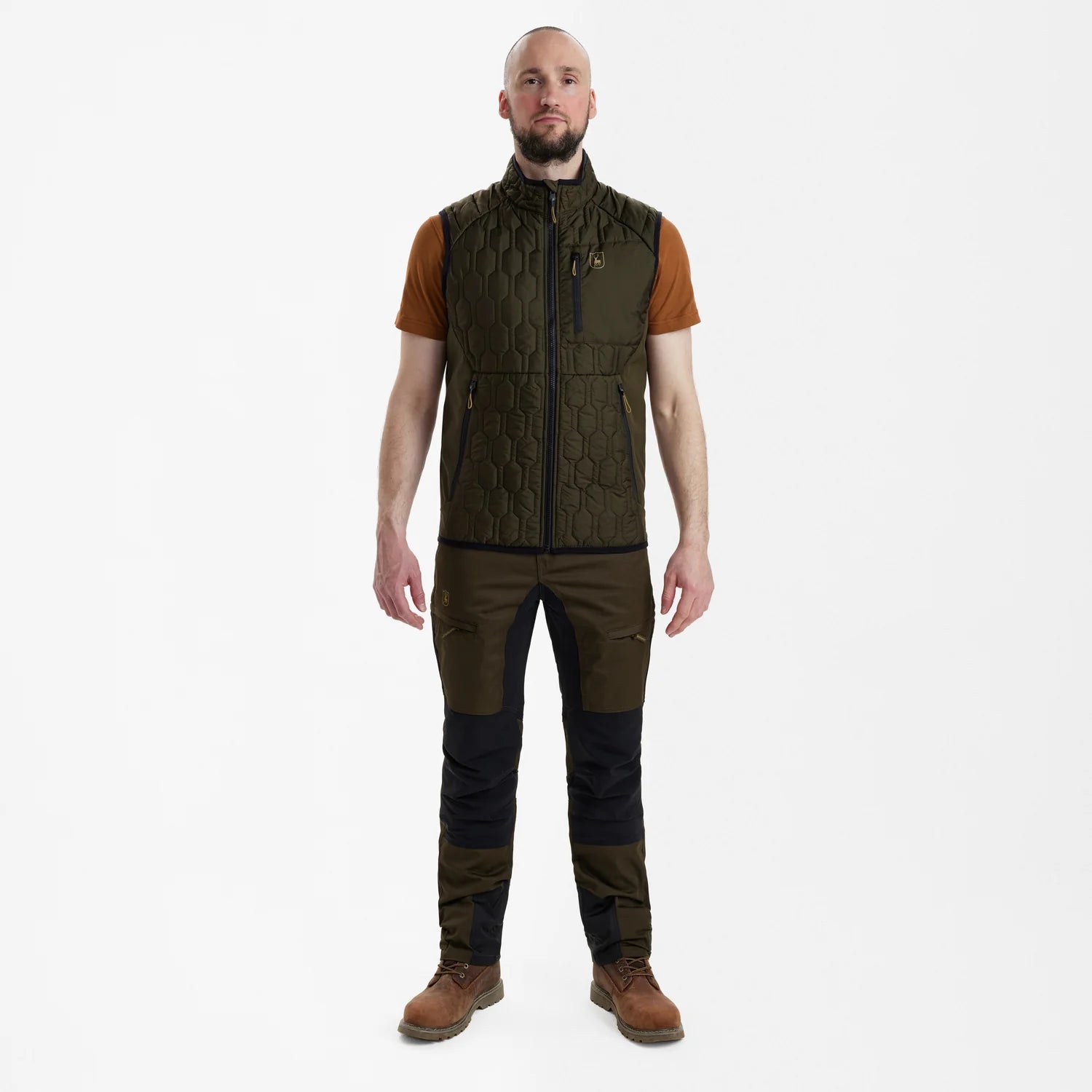 Mossdale Quiltväst - Forest Green - modell framifrån