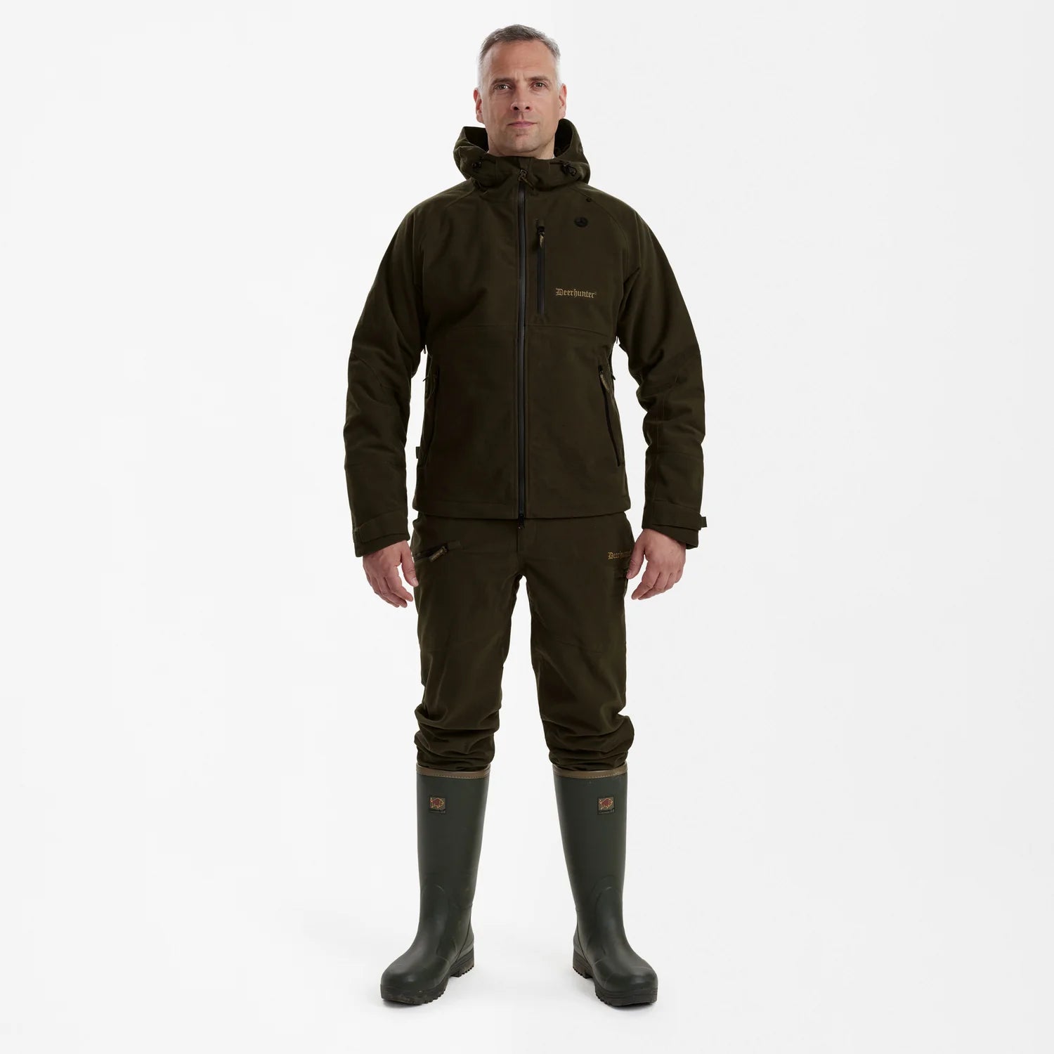 PRO Gamekeeper Jacka - kort - Peat - modell framifrån