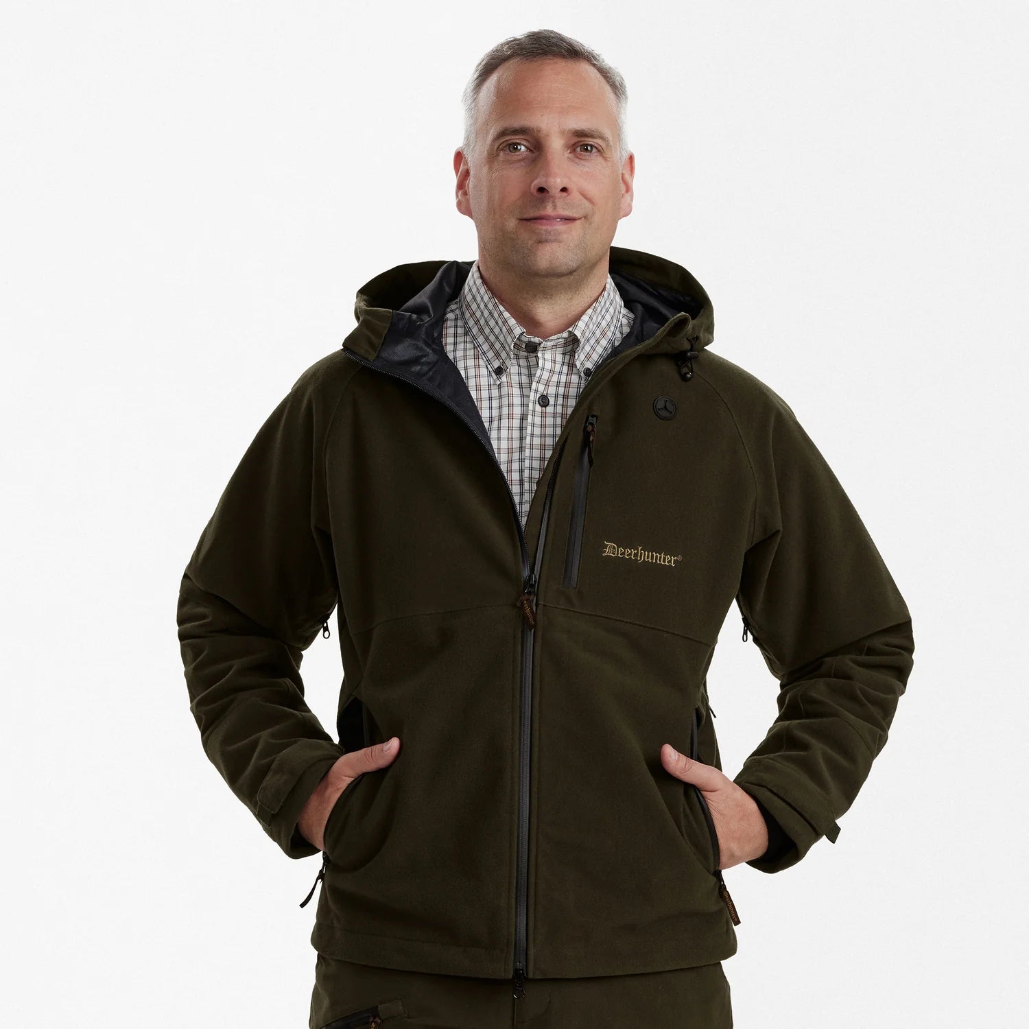 PRO Gamekeeper Jacka - kort - Peat - modell framifrån
