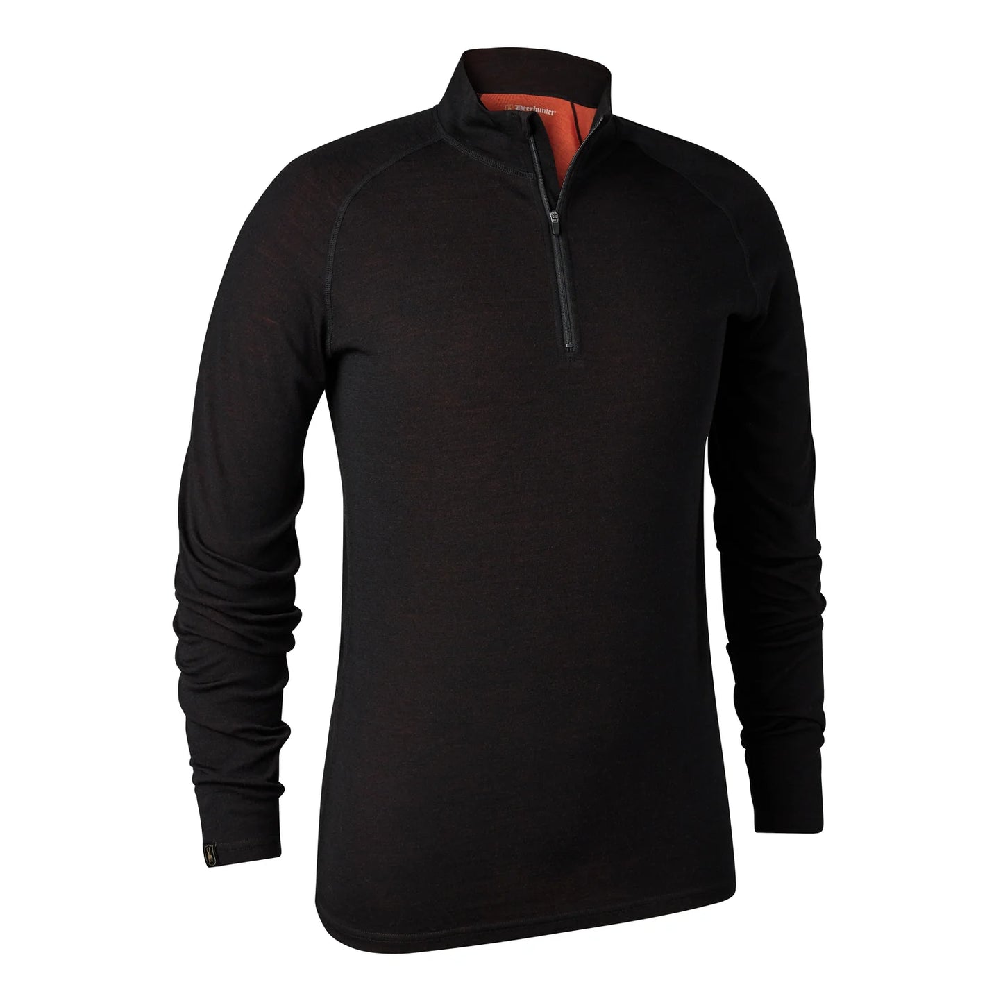 Quinn merinoundertröja med halv dragkedja - Black Oak - framifrån
