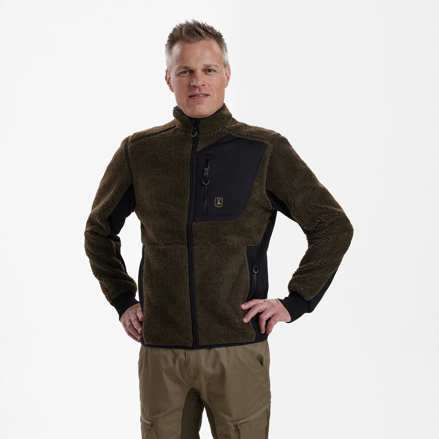 Rogaland Fiberpäls Jacka - Chocolate Brown - modell framifrån