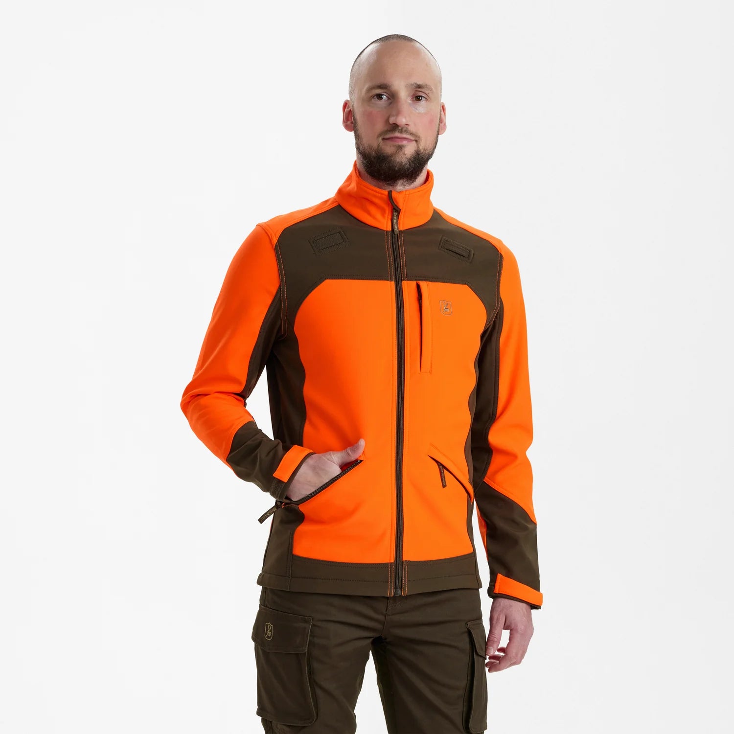Rogaland Softshell Jacka - Orange - modell framifrån