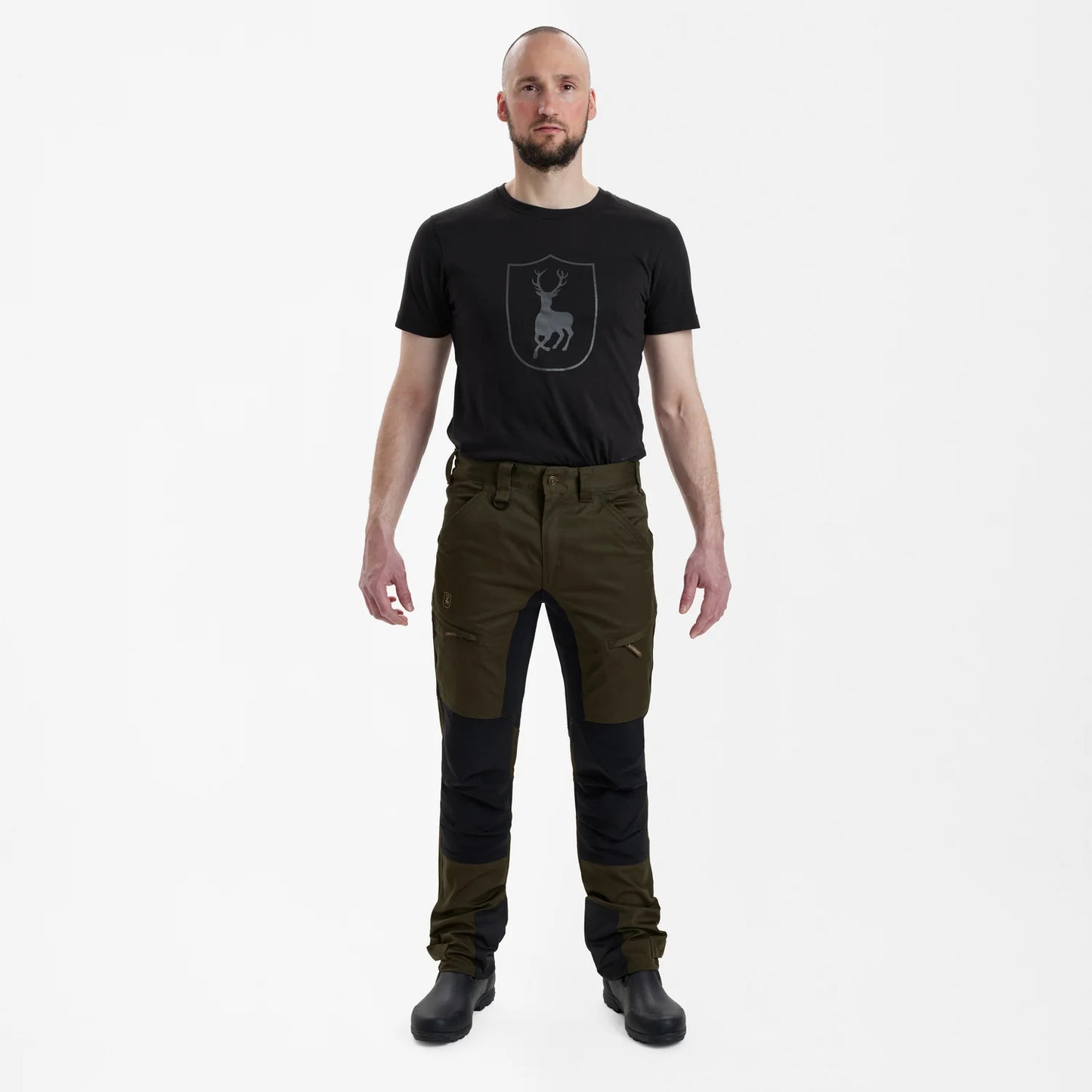 Rogaland stretchbyxor med kontrast - Adventure Green - modell framifrån