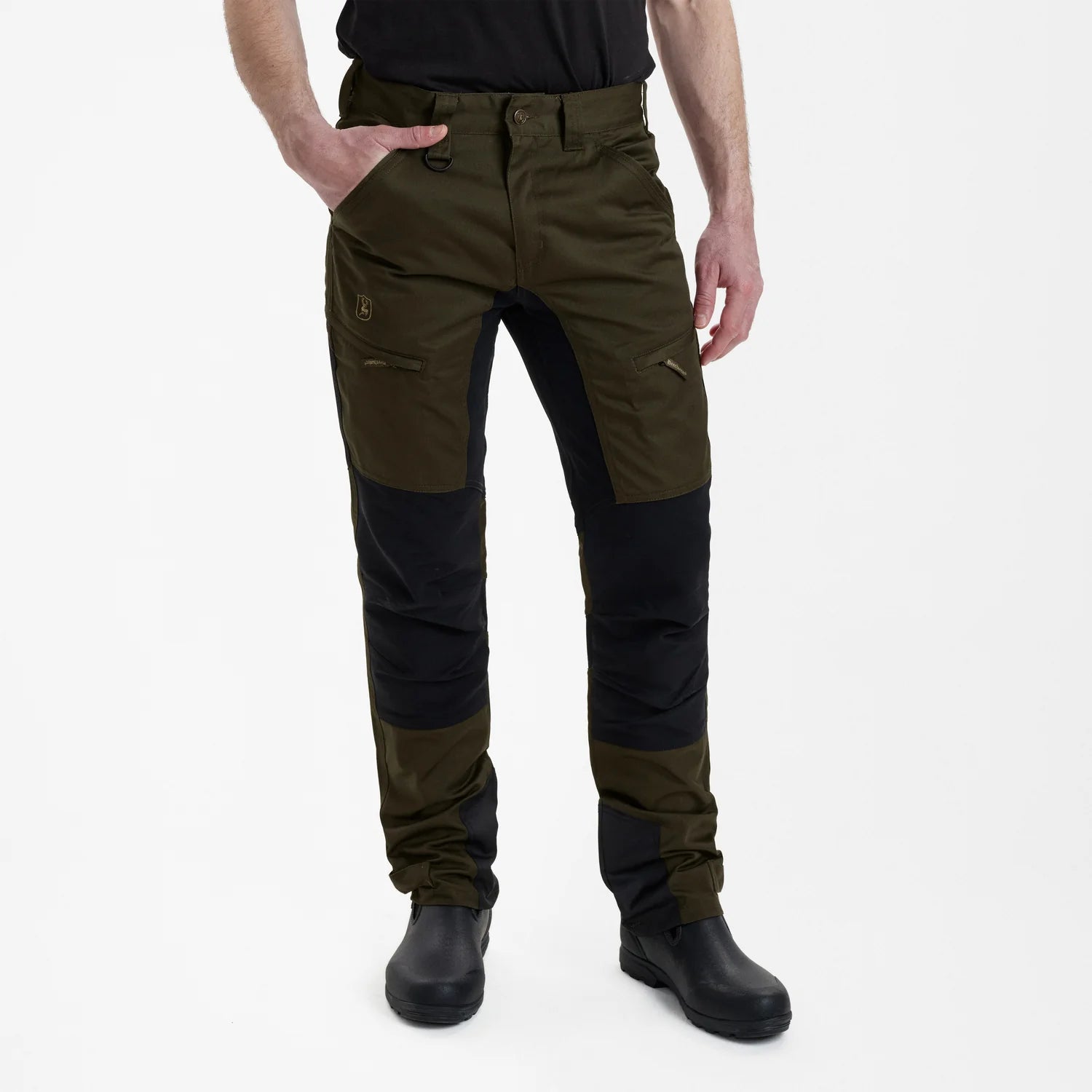 Rogaland stretchbyxor med kontrast - Adventure Green - modell framifrån
