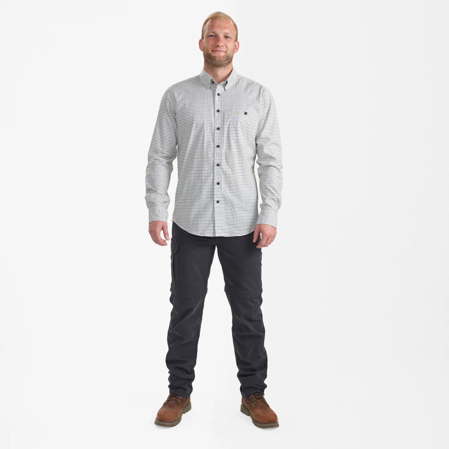 Samuel Skjorta - Green Check - modell framifrån