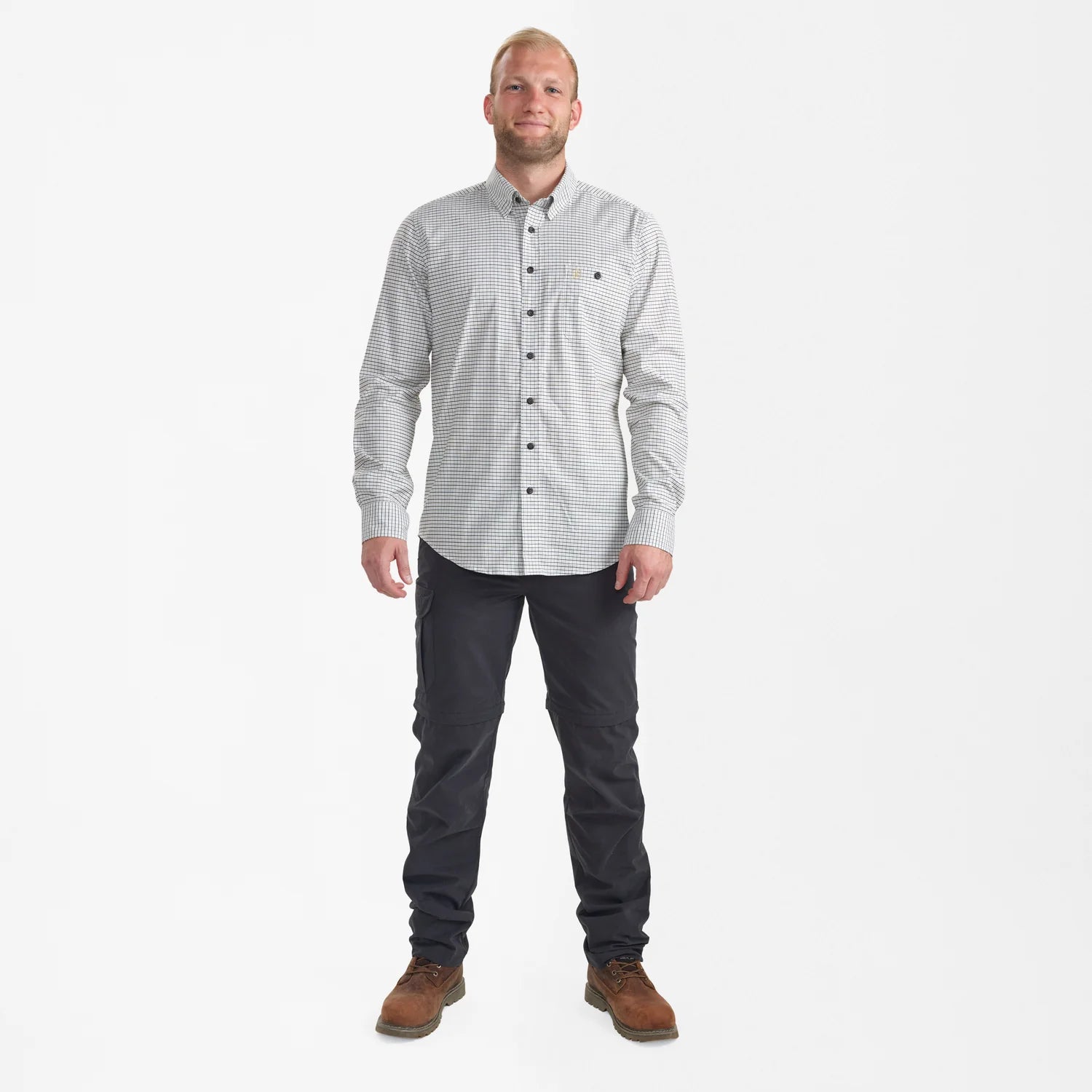 Samuel Skjorta - Green Check - modell framifrån