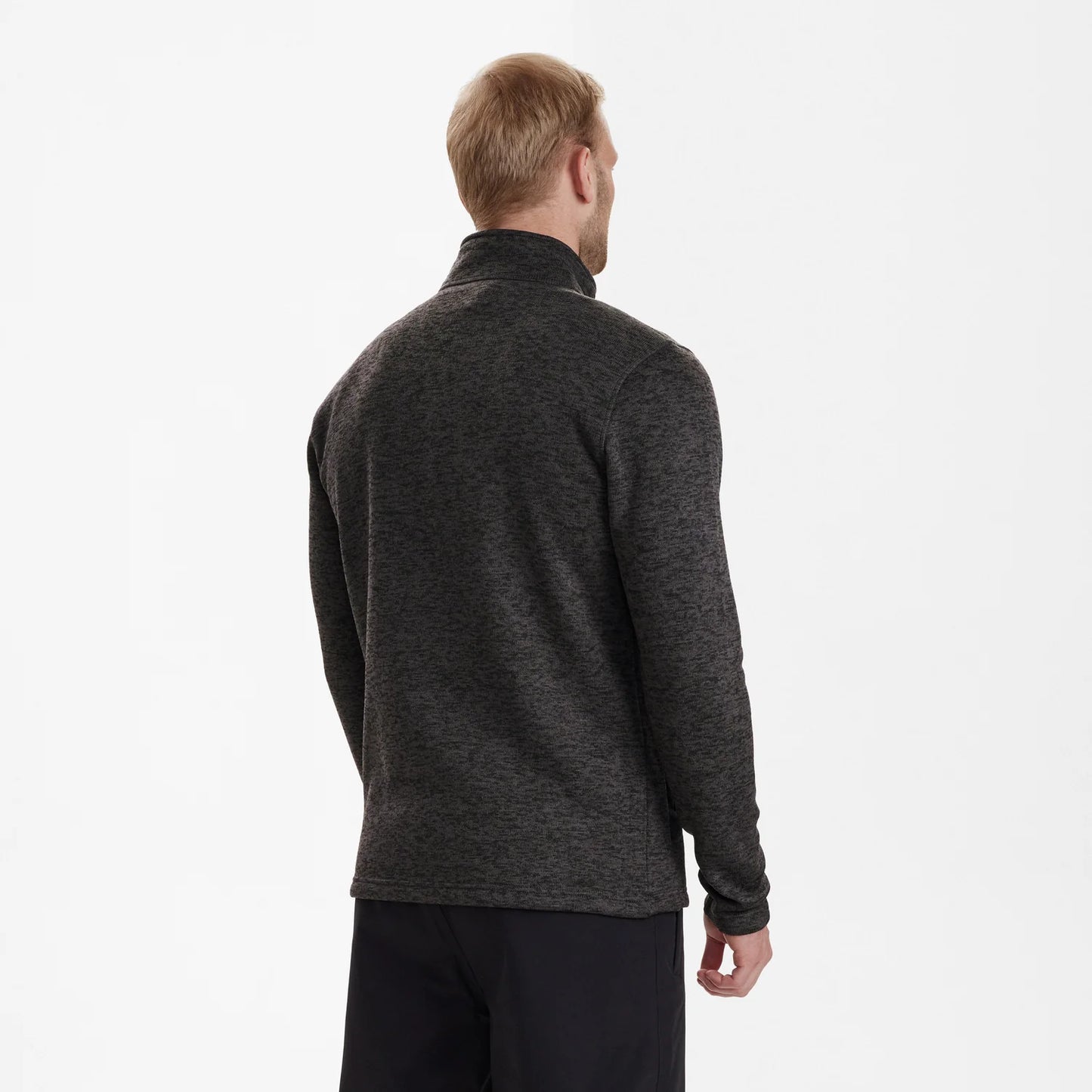 Sarek Stickad Jacka - Dark Grey melange - modell bakifrån
