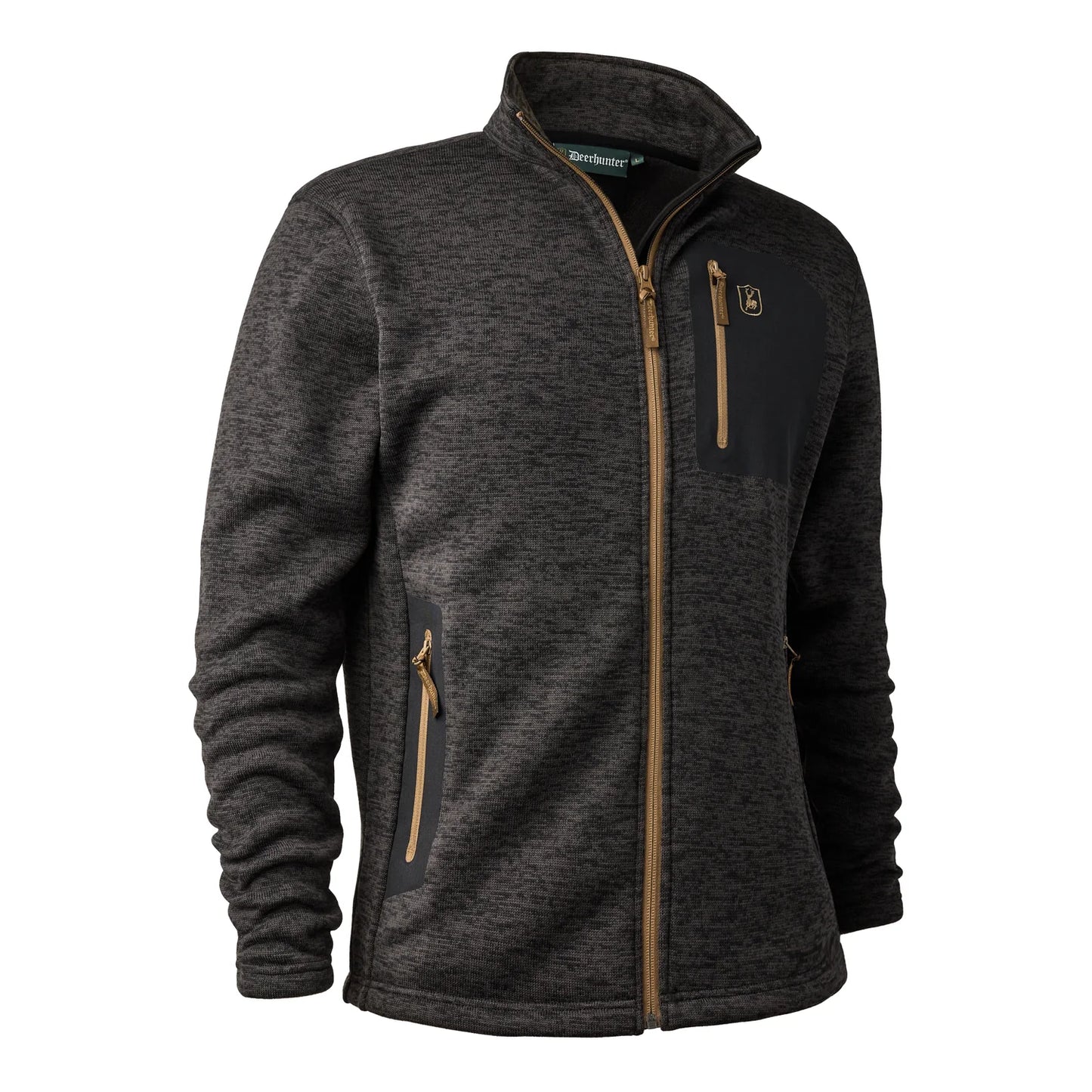 Sarek Stickad Jacka - Dark Grey melange - framifrån